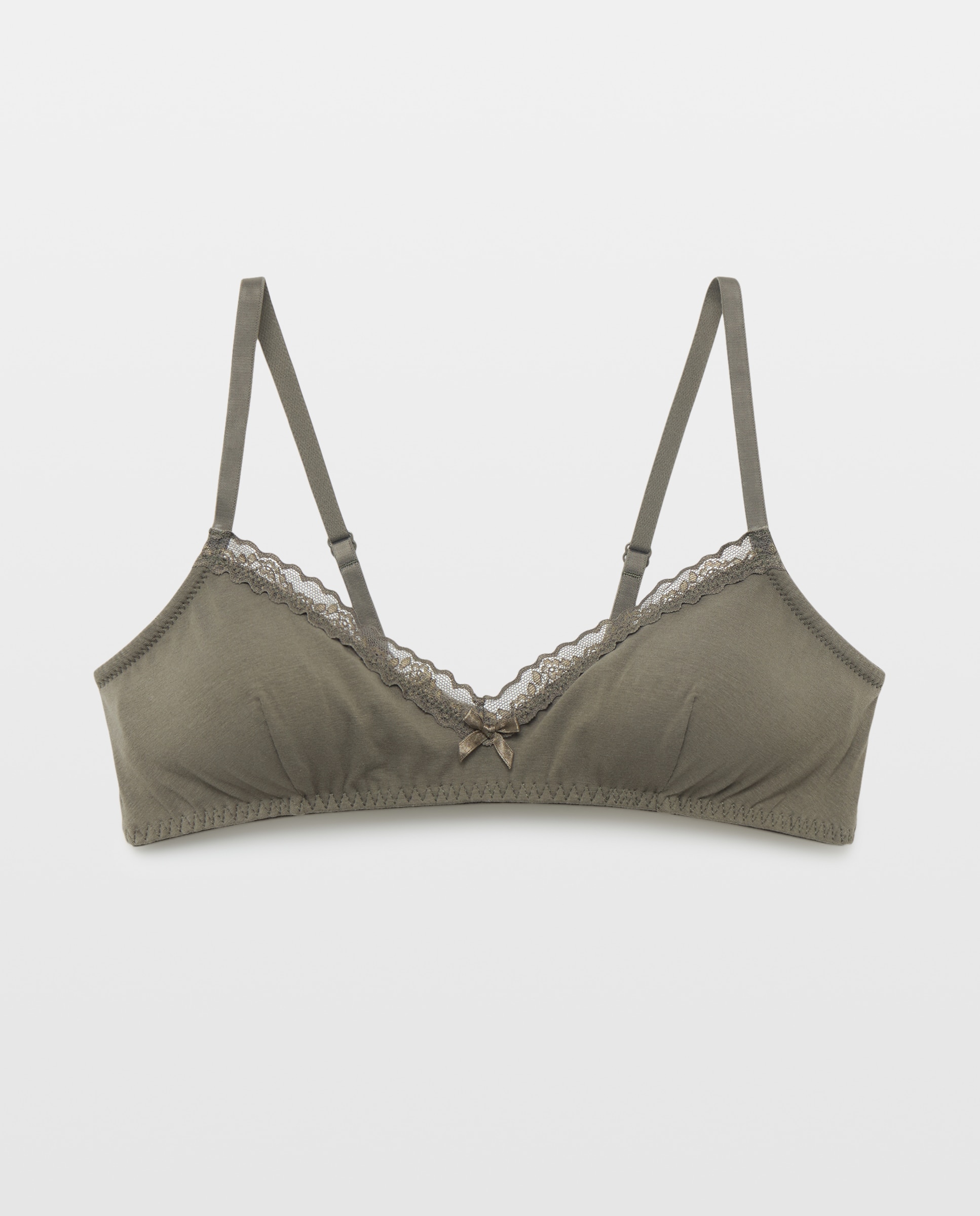 Sujetador mujer algodón con encaje 520 Kaki-4