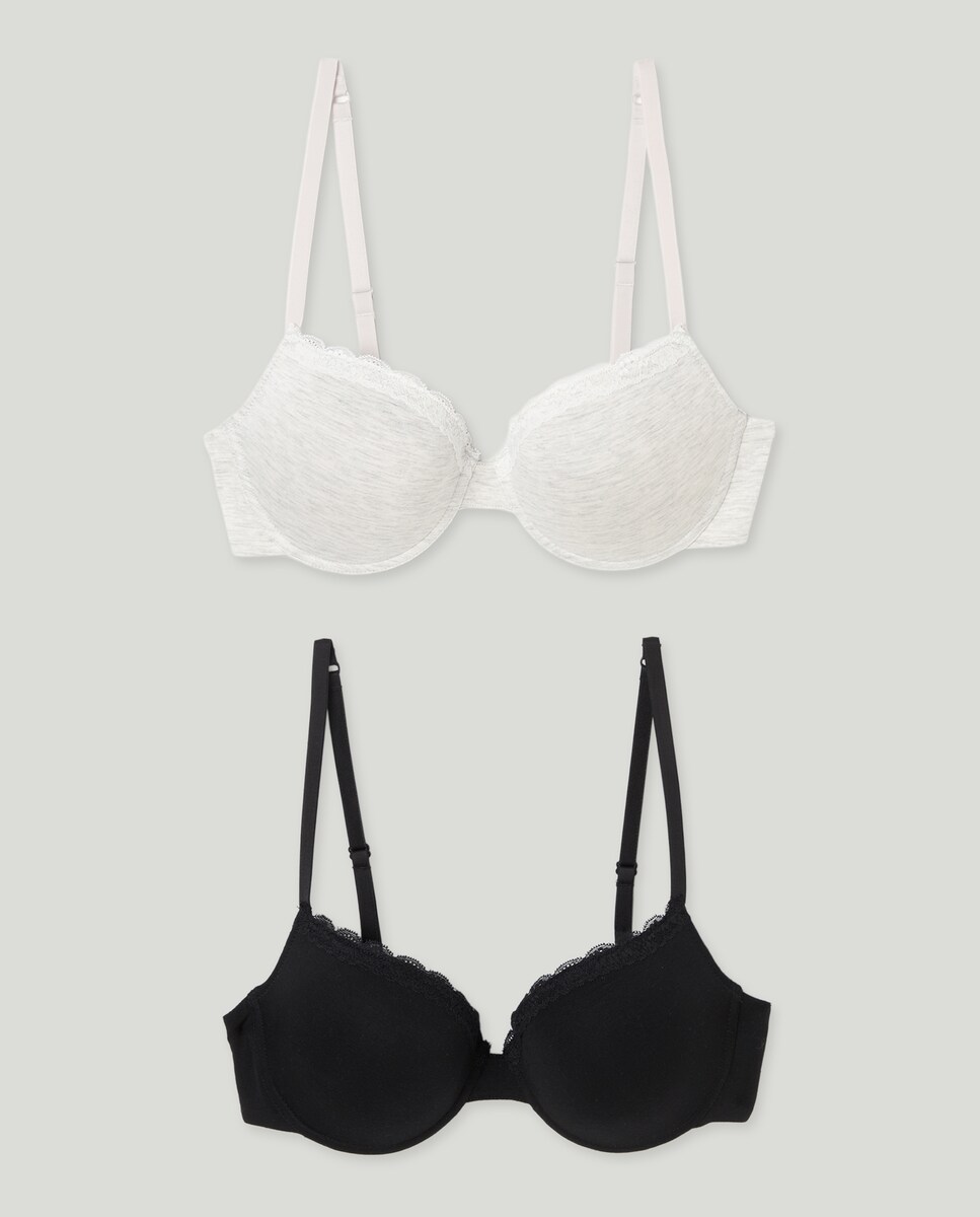 Pack 2 sujetadores modal copa c Negro-3