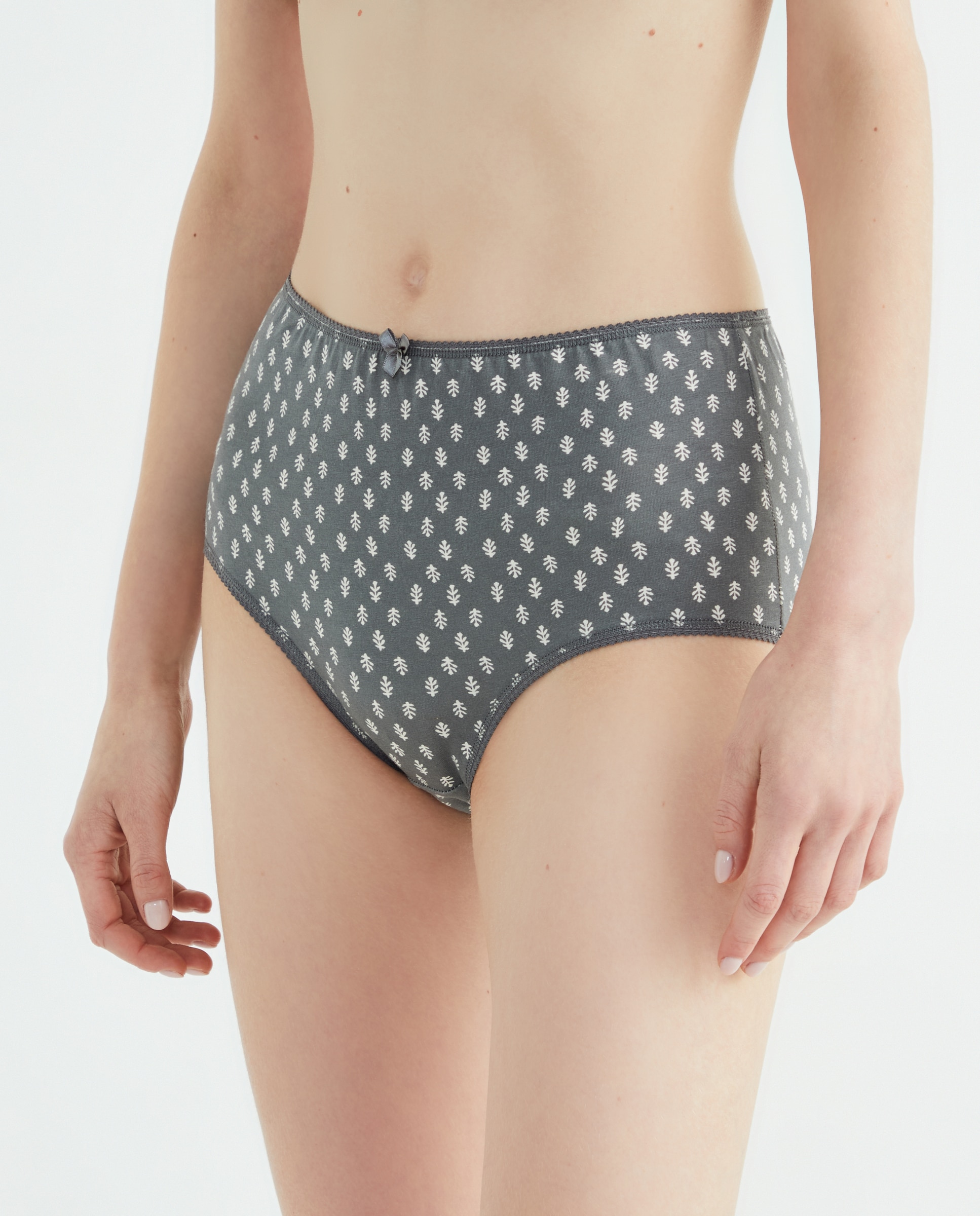 Pack cinco bragas altas estampadas algodón 830 Antracita-1