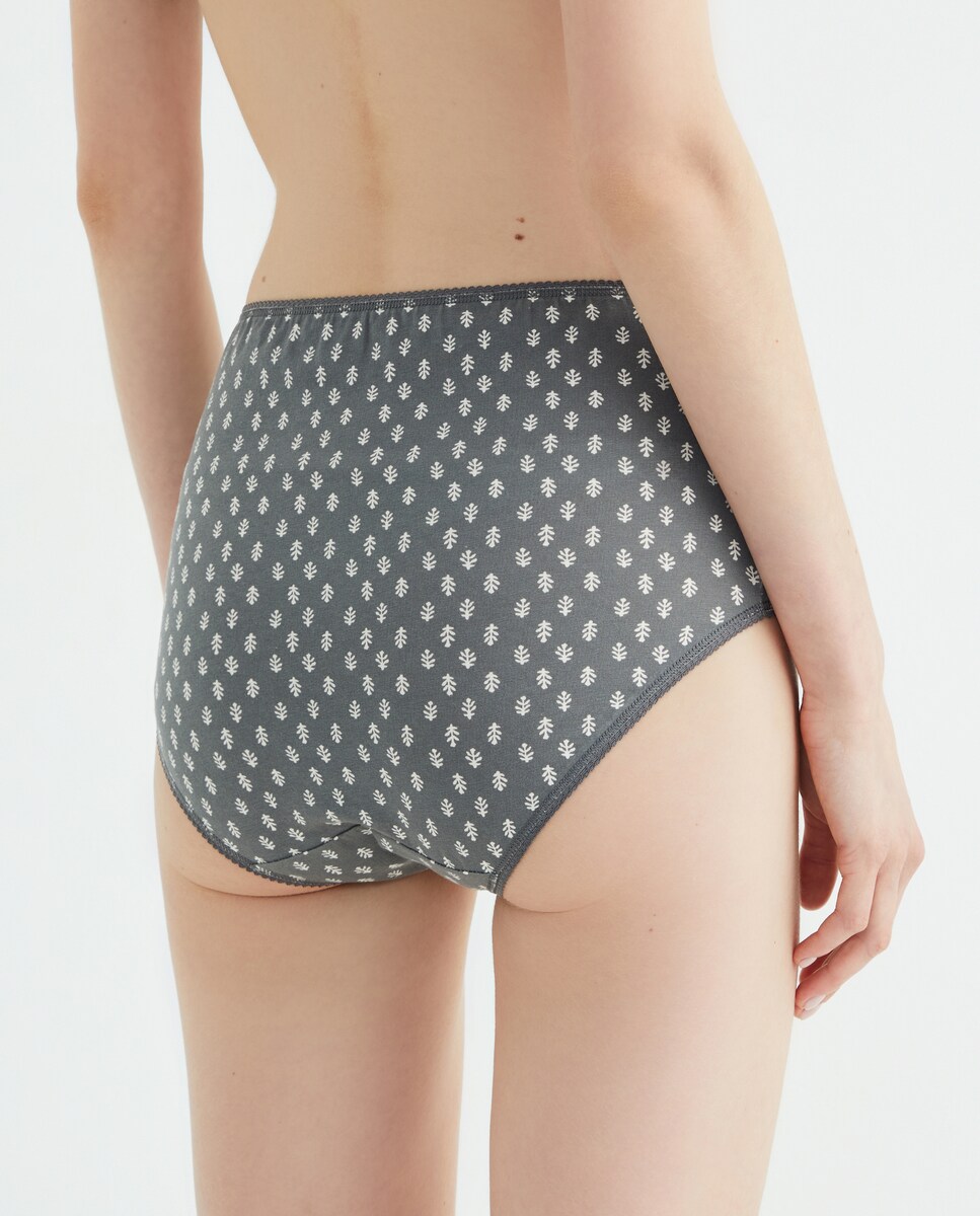 Pack cinco bragas altas estampadas algodón 830 Antracita-2