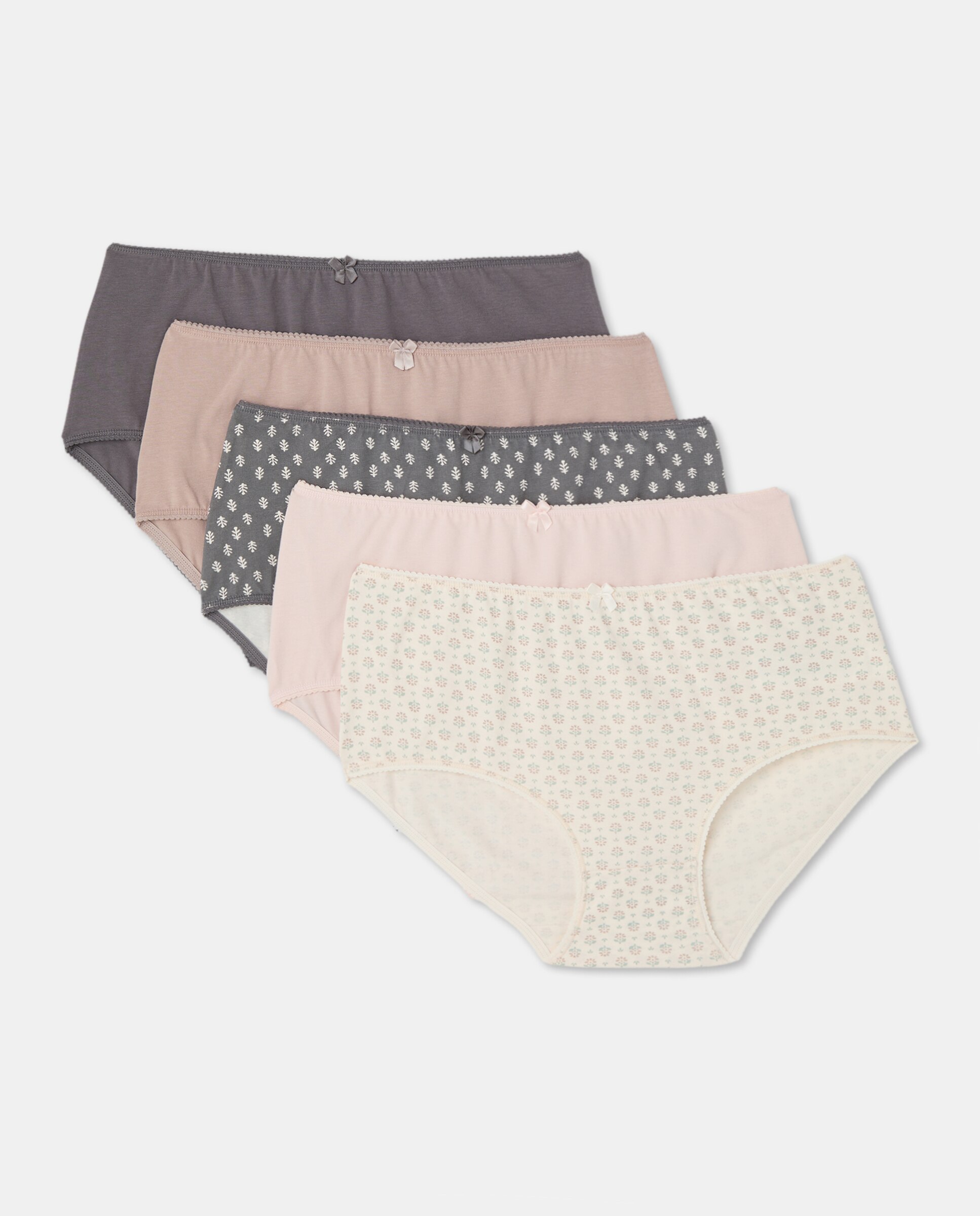 Pack cinco bragas altas estampadas algodón 830 Antracita-3