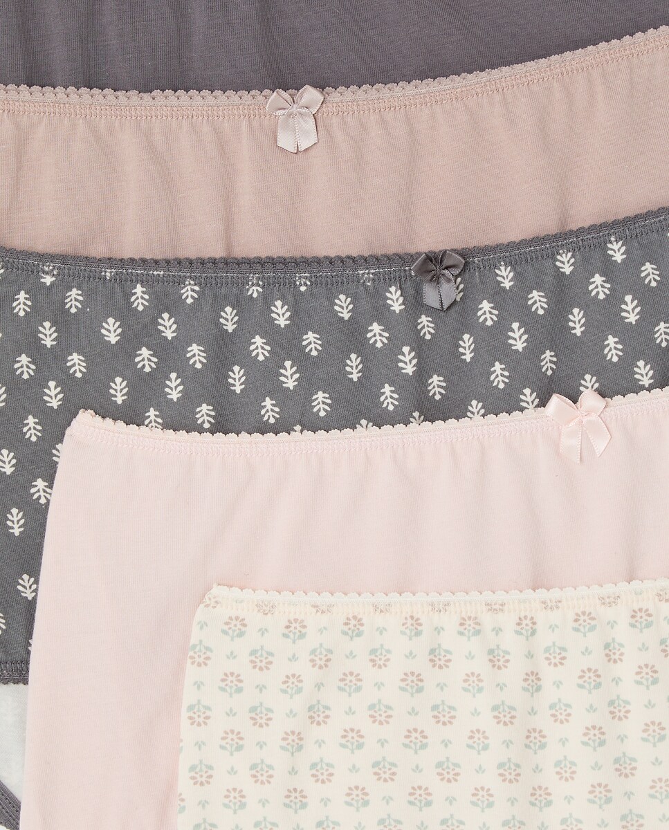Pack cinco bragas altas estampadas algodón 830 Antracita-4