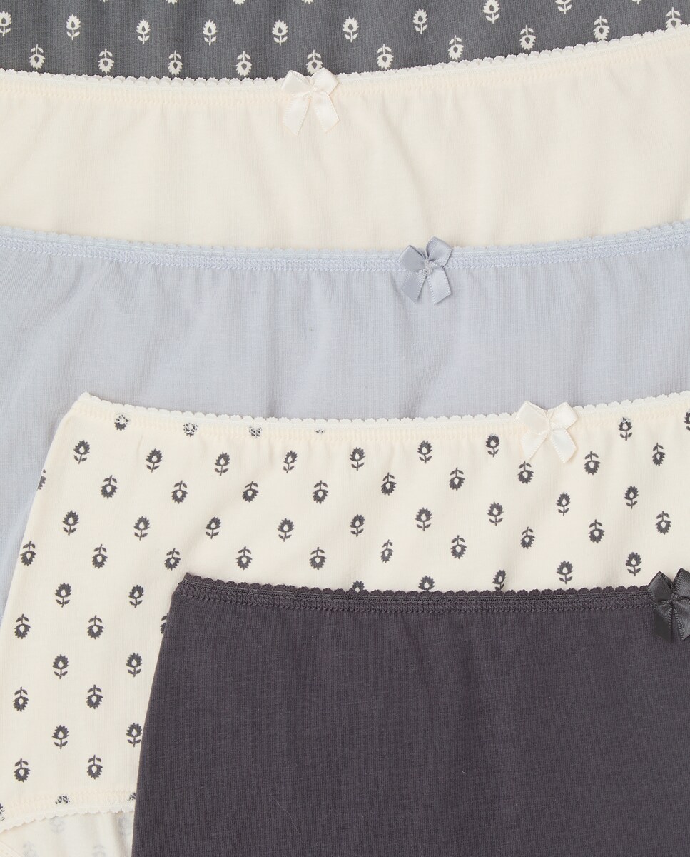 Pack cinco bragas altas estampadas algodón 820 Gris medio-4