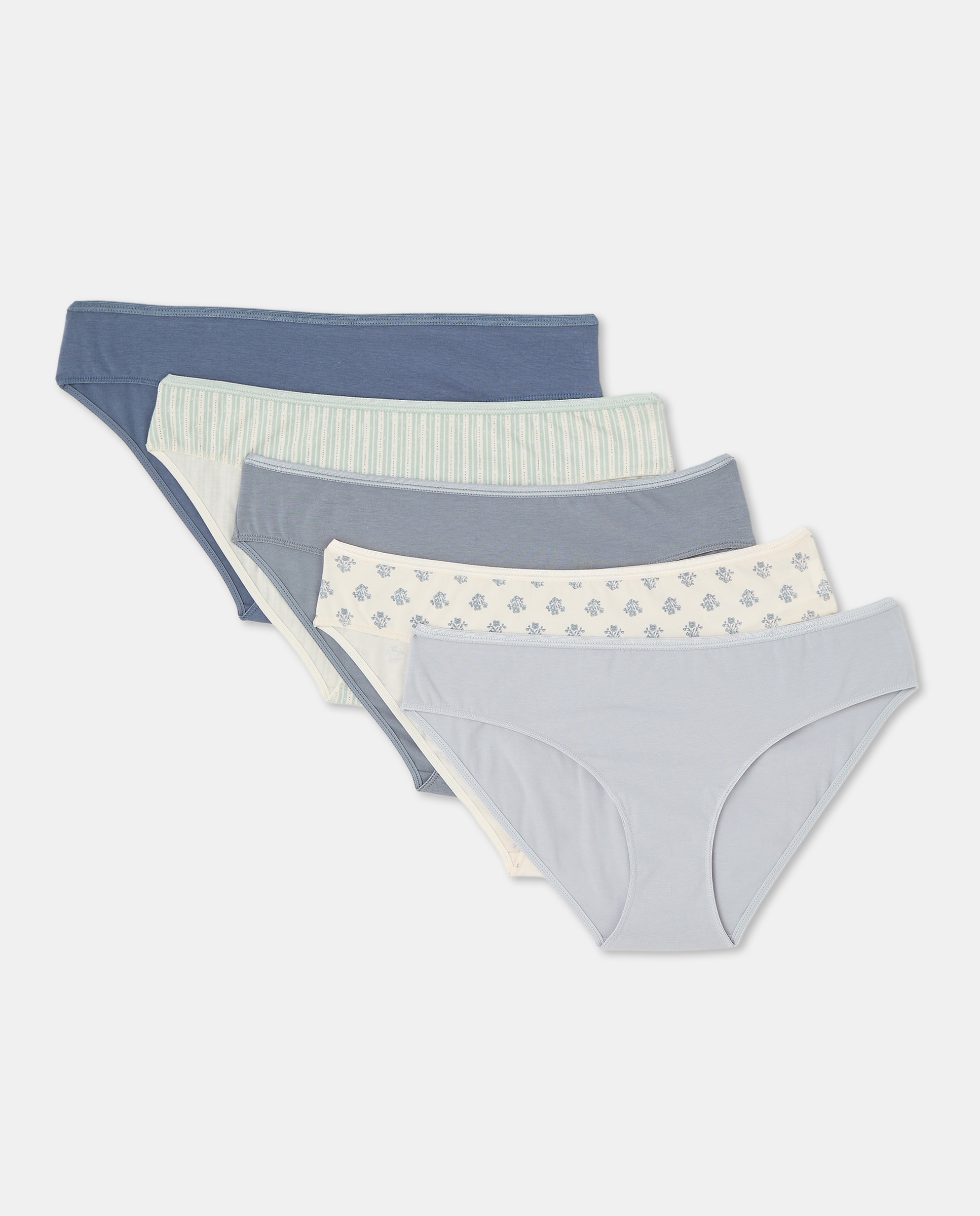 Pack cinco bragas bikini algodón estampadas 400 Azul-3