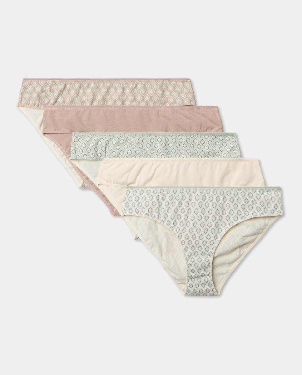 Pack cinco bragas bikini algodón estampadas Rosa claro-3