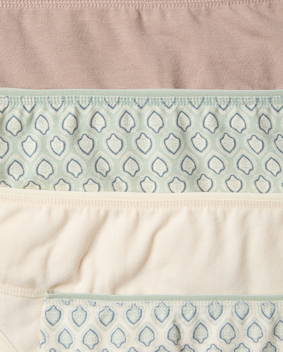 Pack cinco bragas bikini algodón estampadas Rosa claro-4