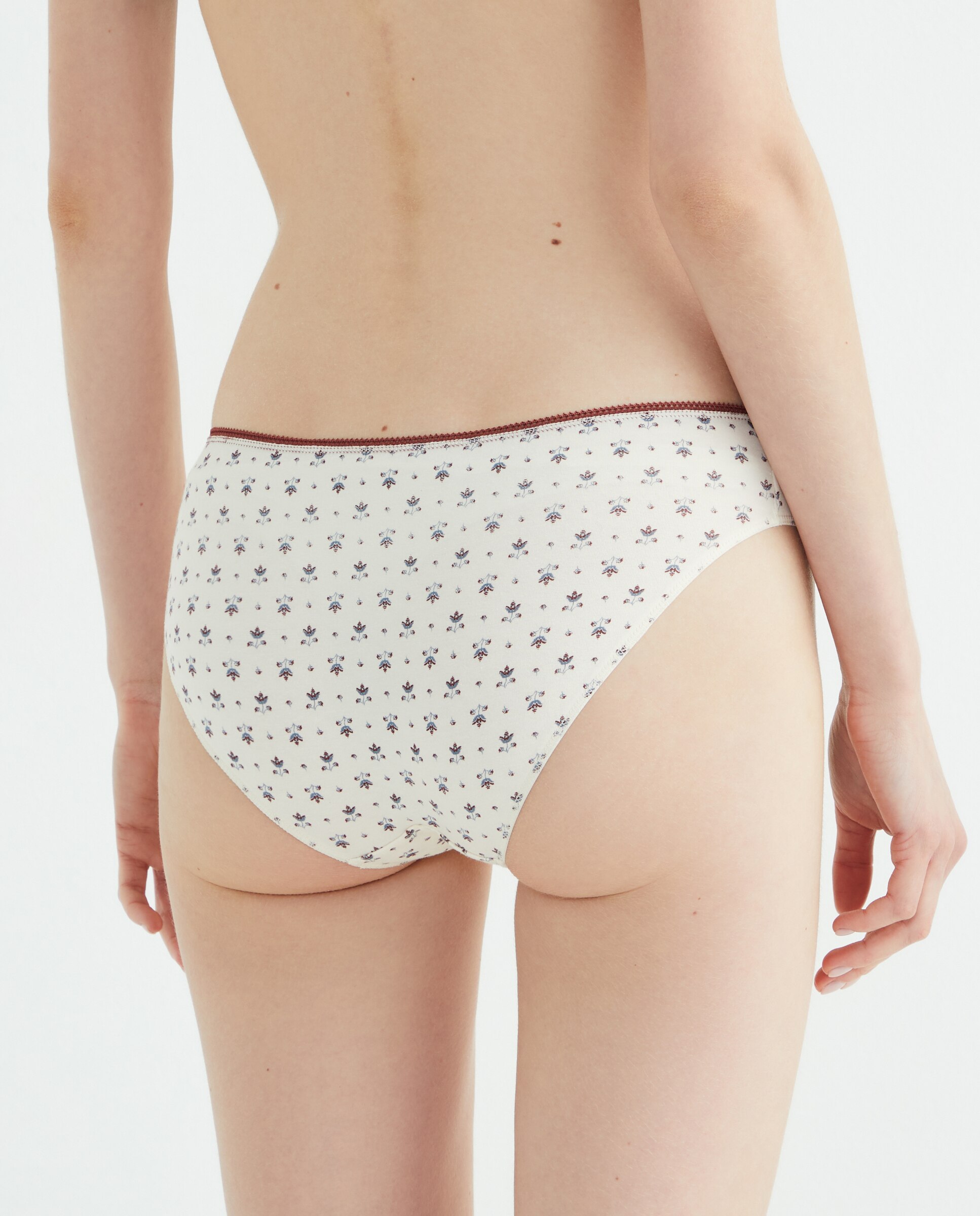 Pack cinco bragas bikini algodón estampadas Burdeos-2