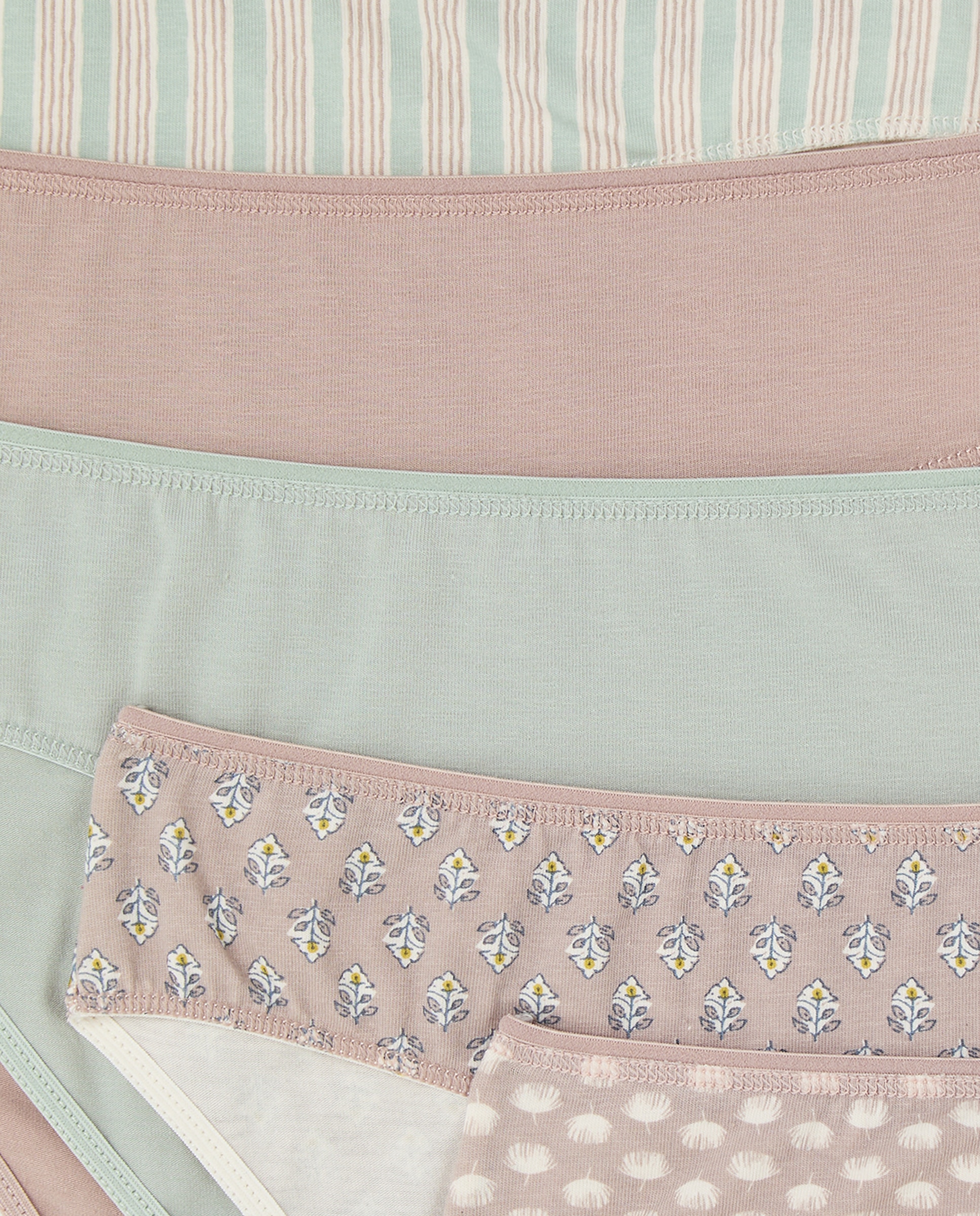 Pack cinco bragas bikini algodón estampadas 582 Verde agua-4
