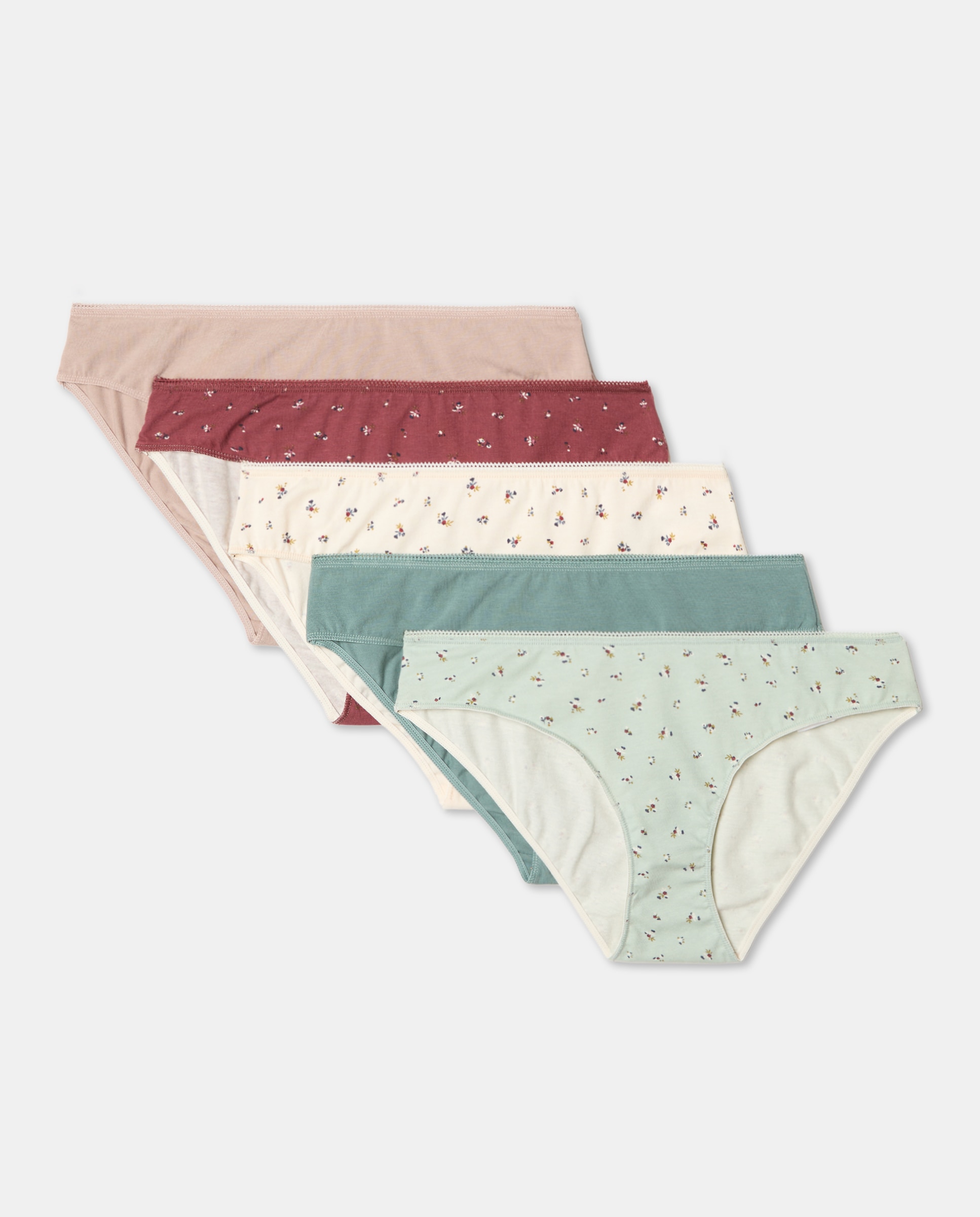 Pack cinco bragas bikini algodón estampadas Verde-3