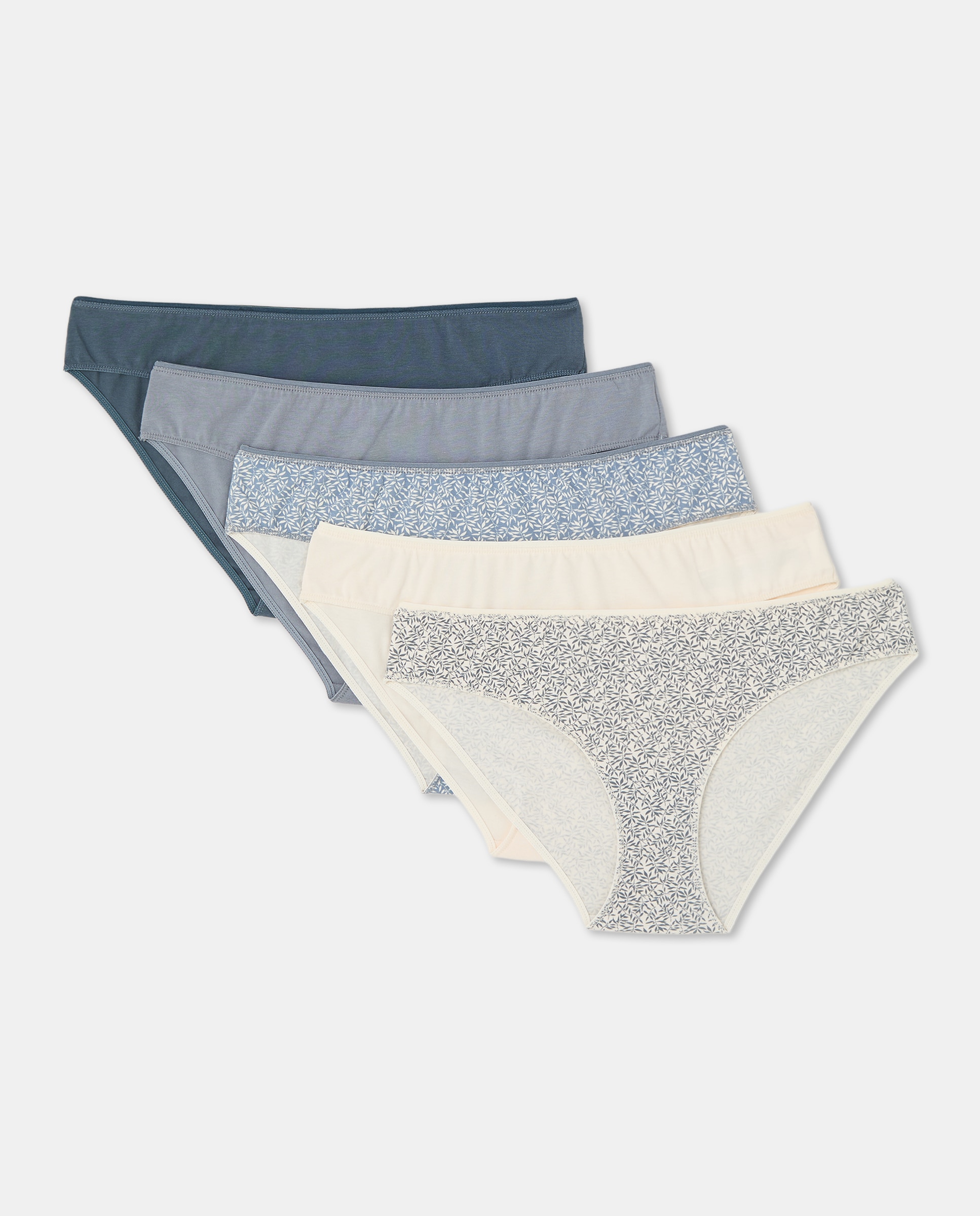 Pack cinco bragas bikini algodón estampadas 400 Azul-3