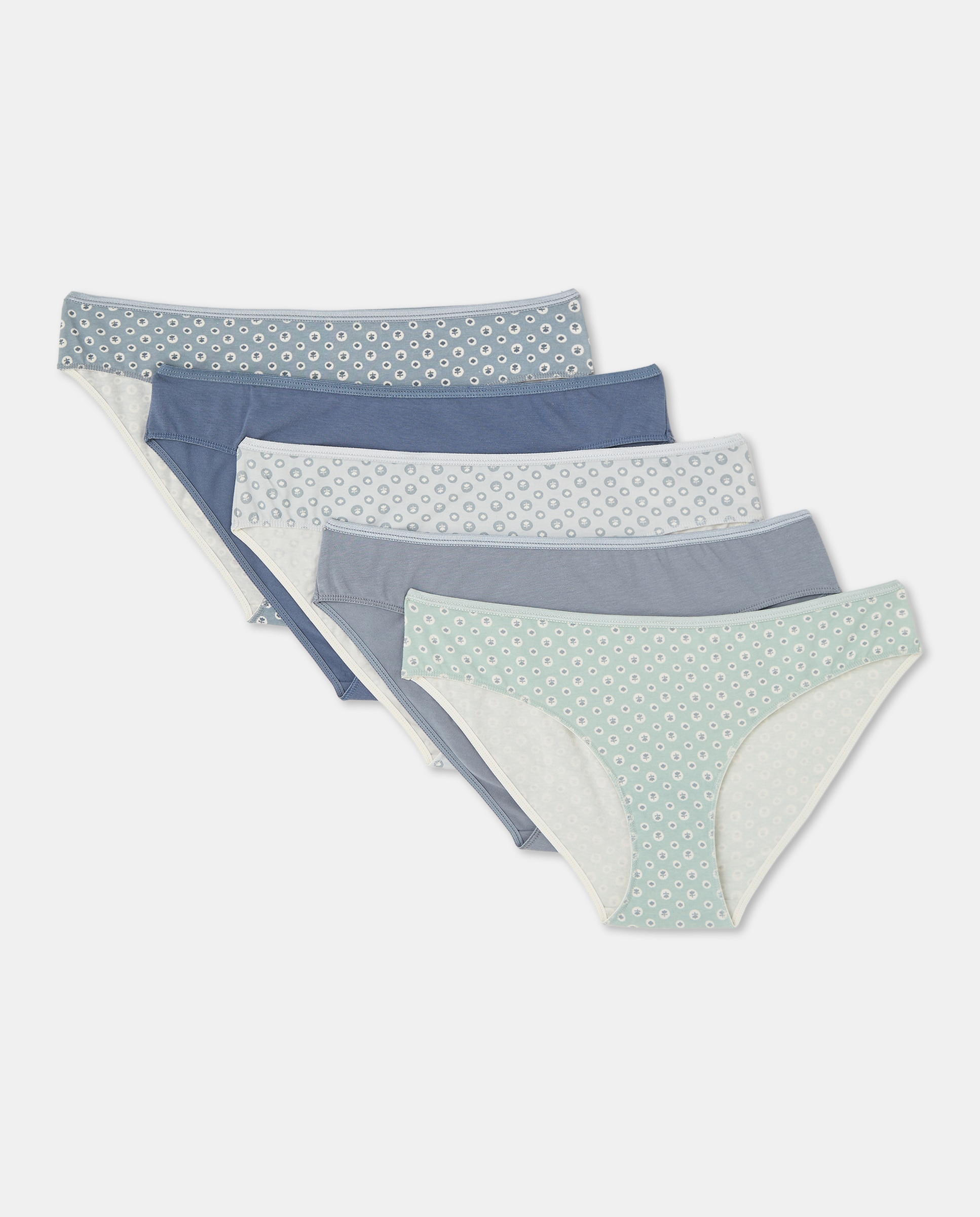 Pack cinco bragas bikini algodón estampadas 430 Azul oscuro-3