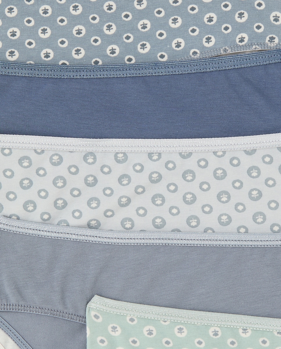 Pack cinco bragas bikini algodón estampadas 430 Azul oscuro-4