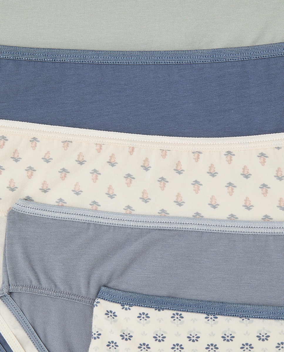 Pack cinco bragas bikini algodón estampadas 582 Verde agua-4