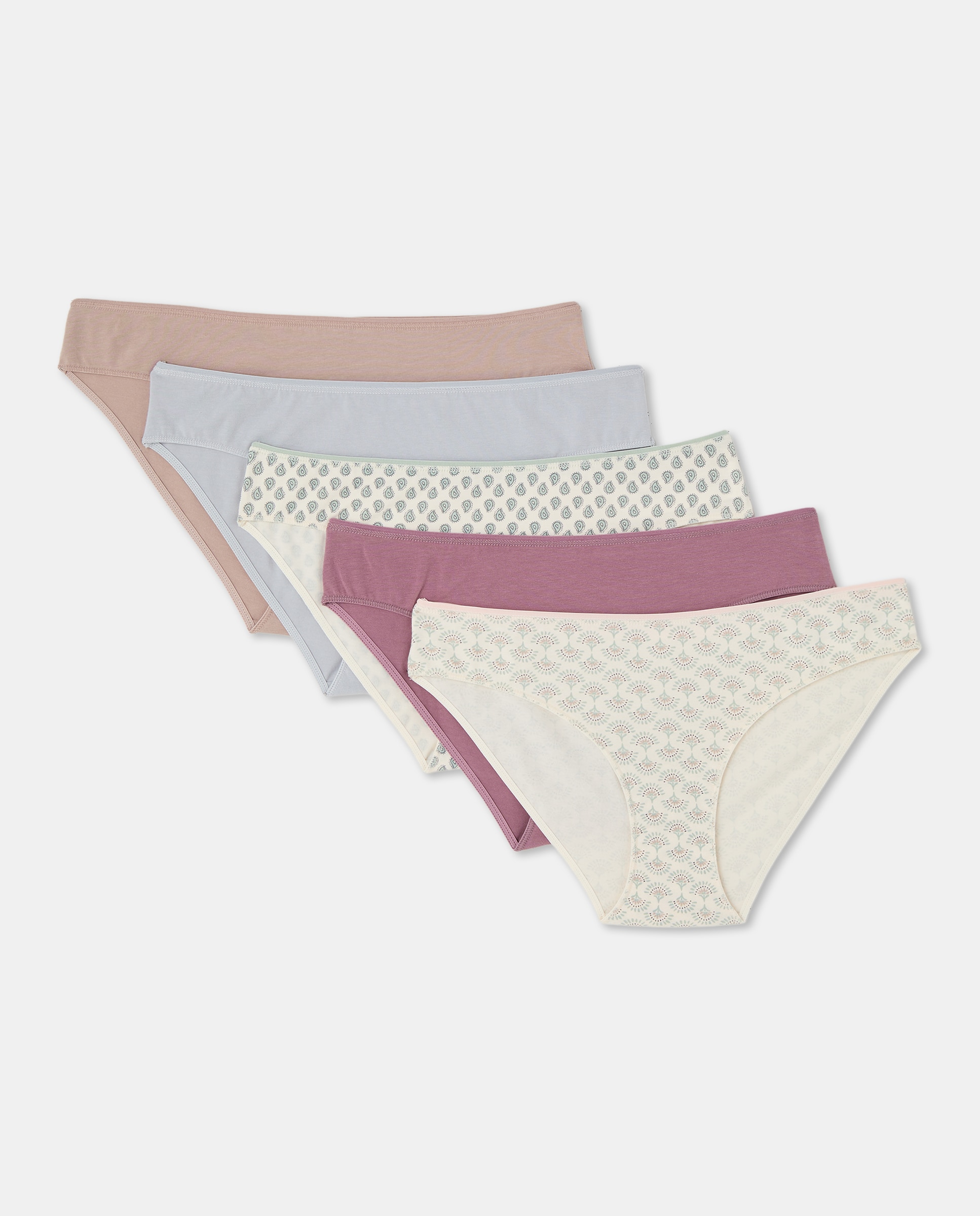 Pack cinco bragas bikini algodón estampadas 582 Verde agua-3