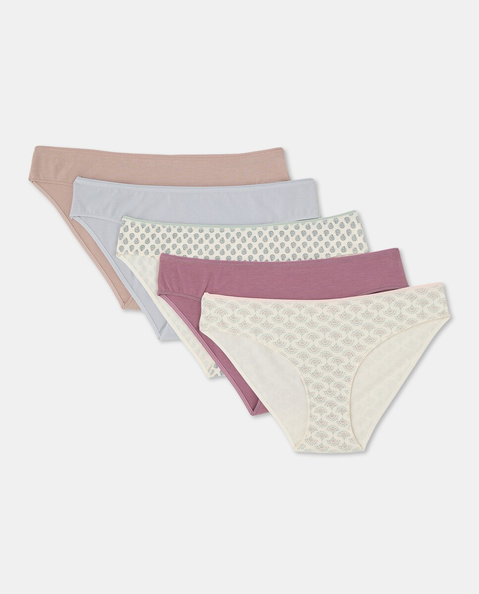 Pack cinco bragas bikini algodón estampadas 582 Verde agua-3