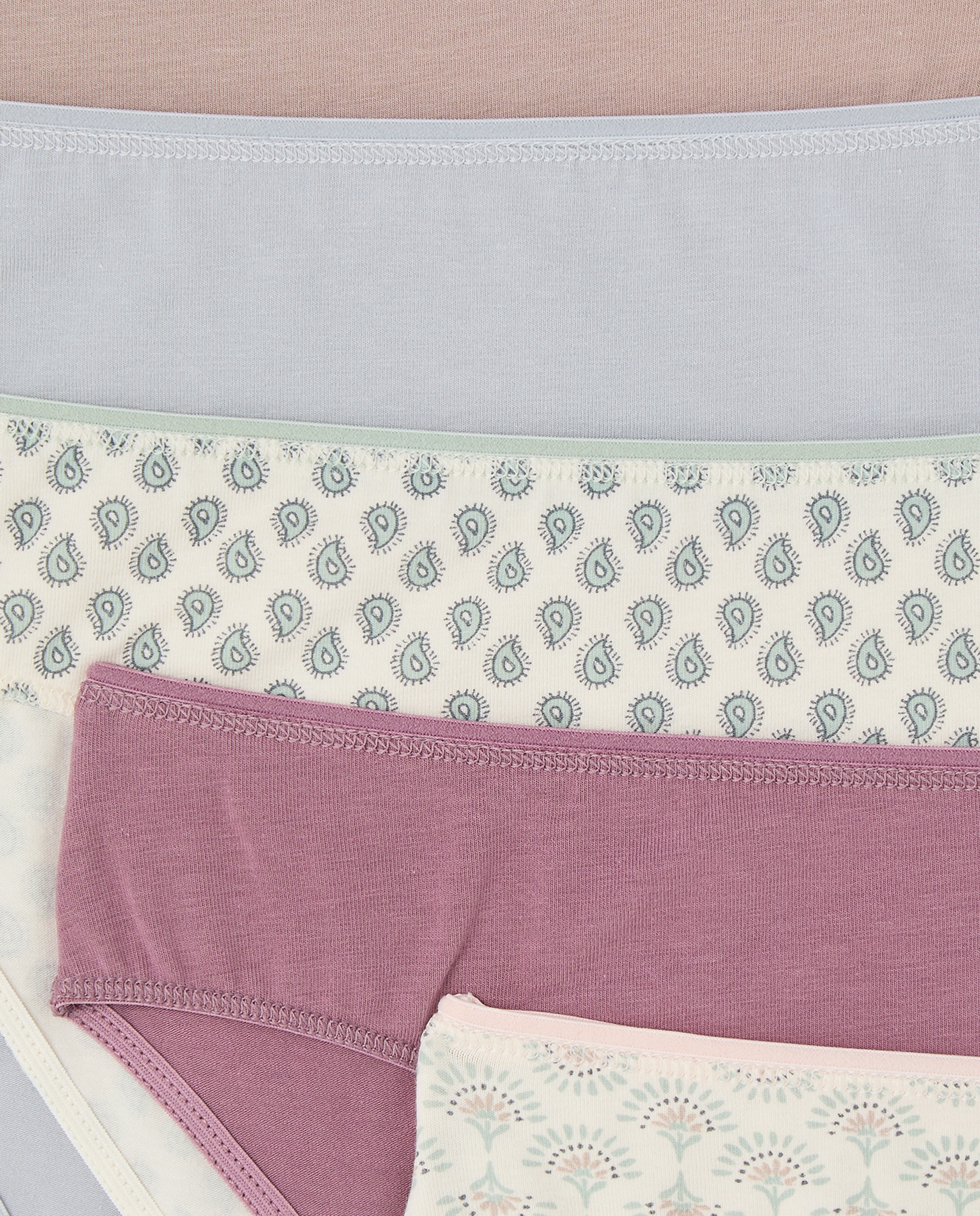 Pack cinco bragas bikini algodón estampadas 582 Verde agua-4