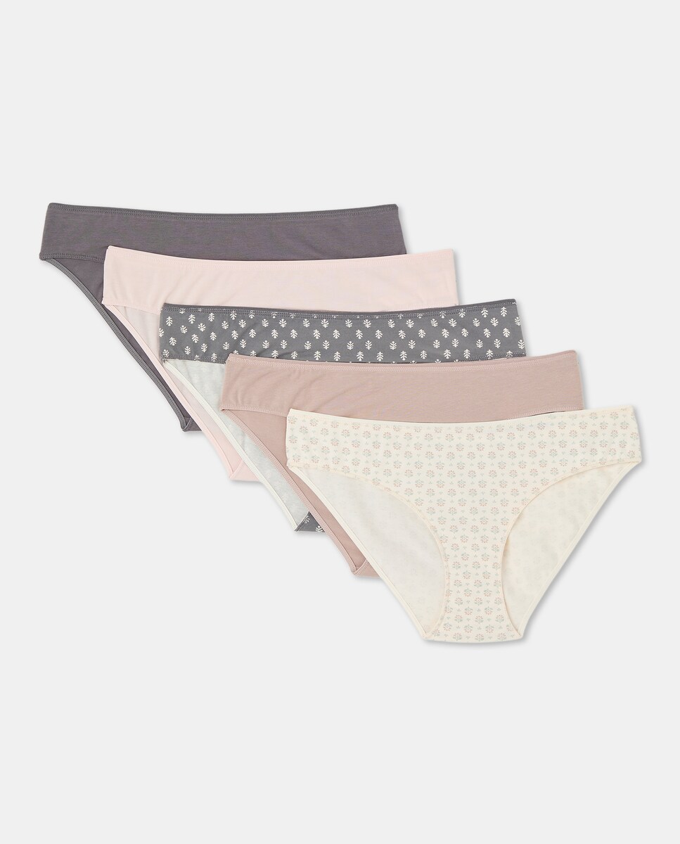 Pack cinco bragas bikini algodón estampadas 830 Antracita-3