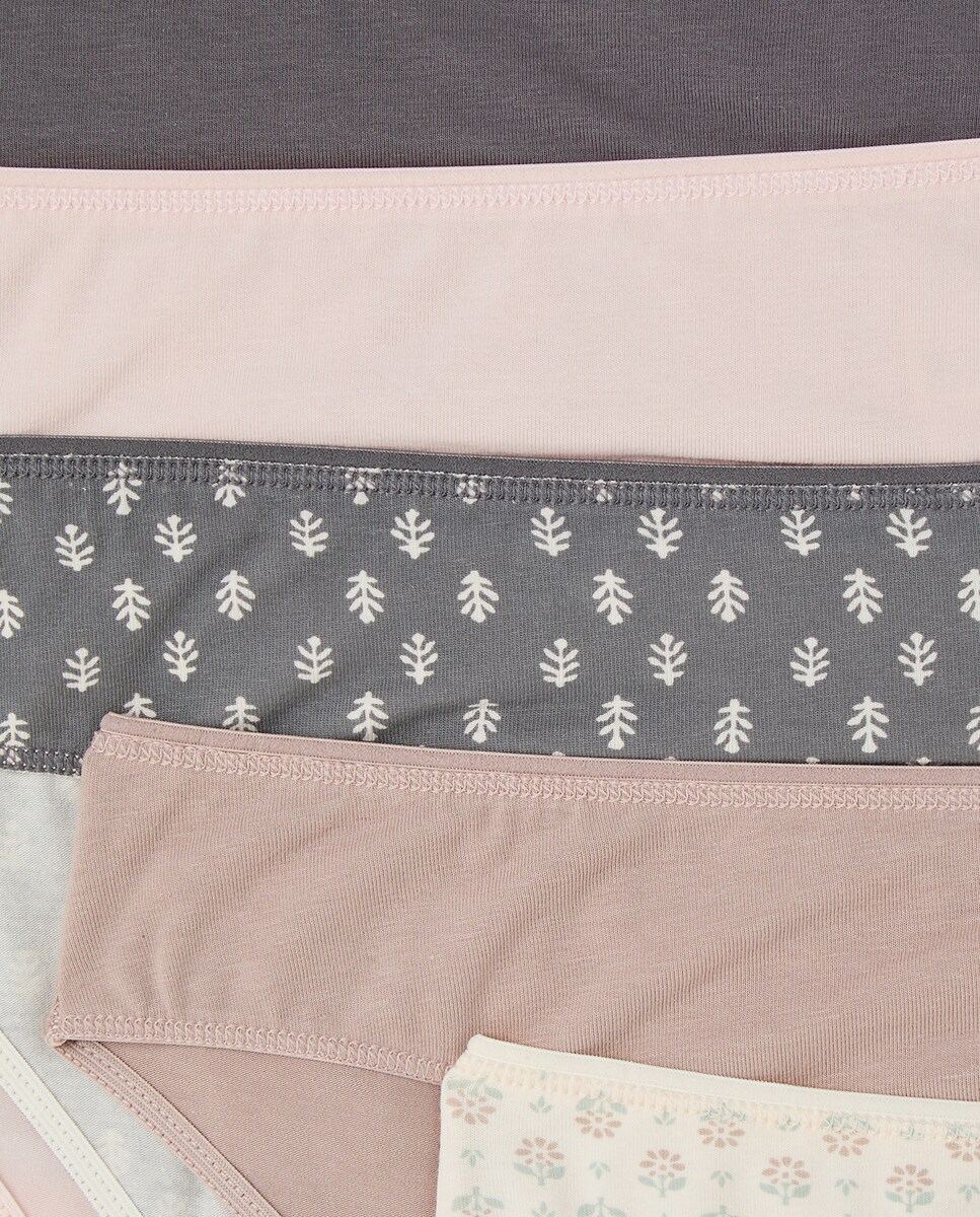 Pack cinco bragas bikini algodón estampadas 830 Antracita-4