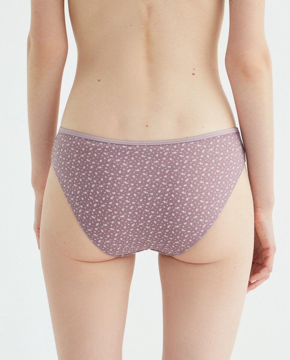 Pack cinco bragas bikini algodón estampadas Burdeos-2