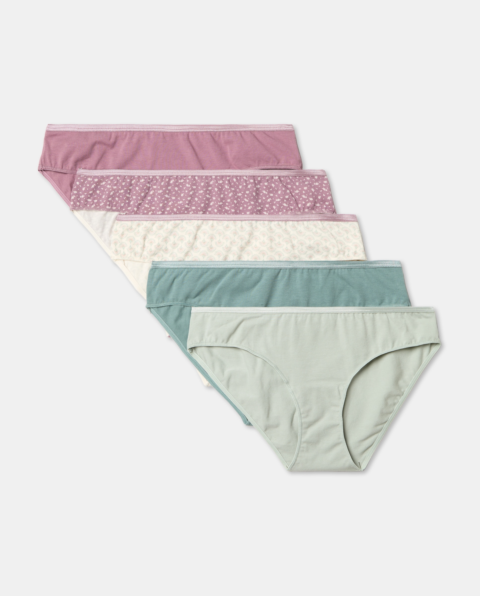 Pack cinco bragas bikini algodón estampadas Burdeos-3