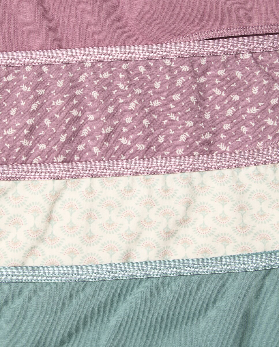 Pack cinco bragas bikini algodón estampadas Burdeos-4