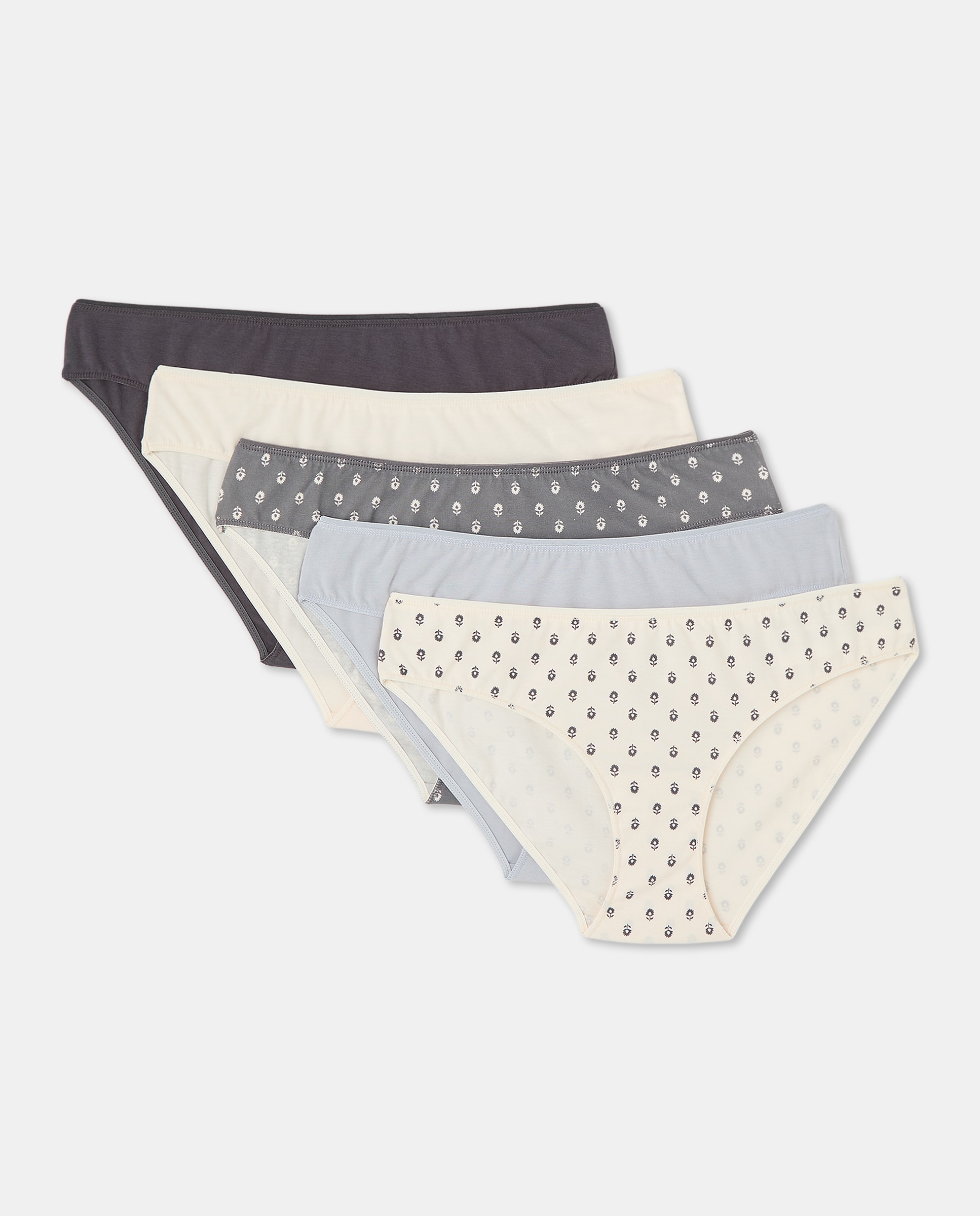Pack cinco bragas bikini algodón estampadas 820 Gris medio-3