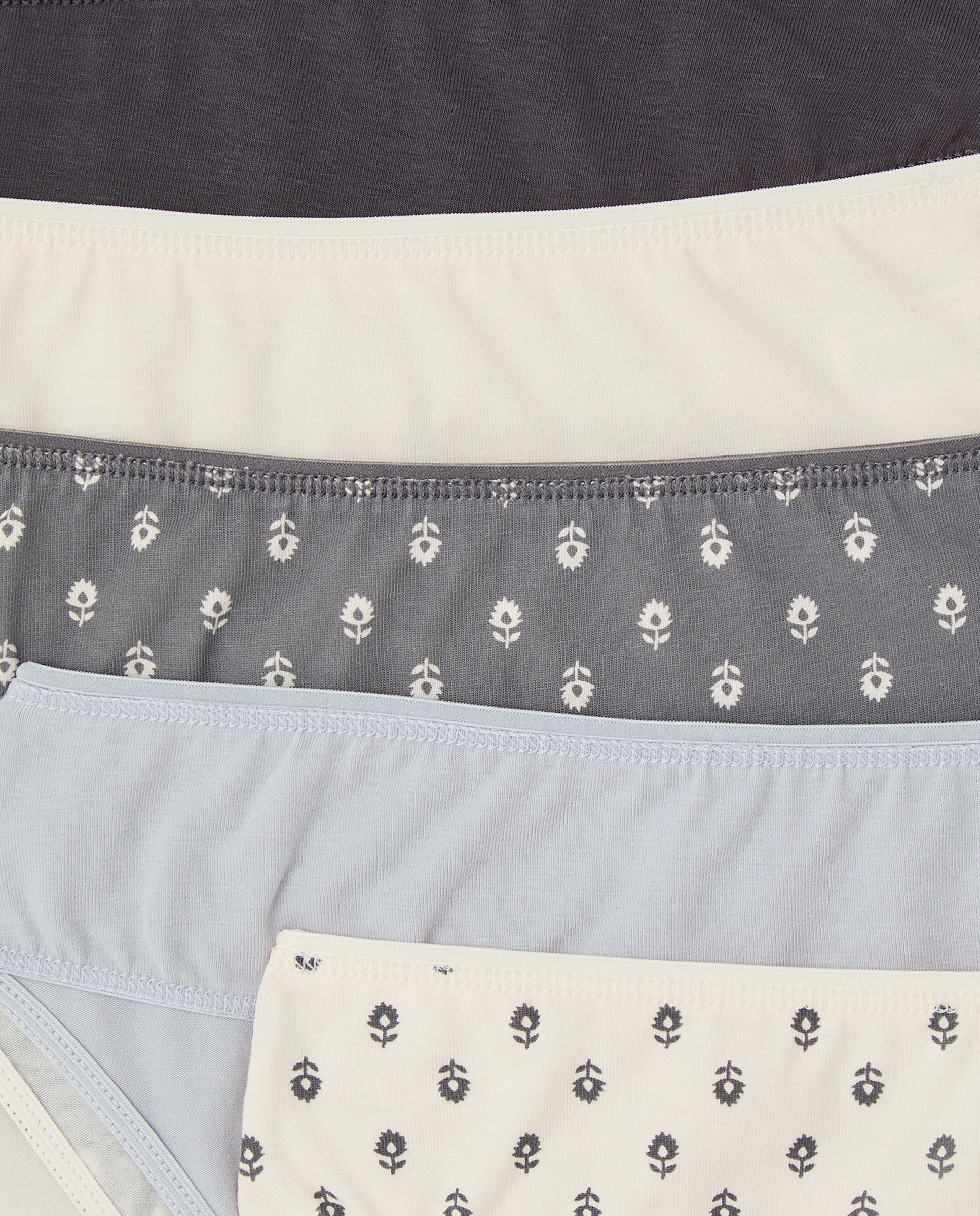 Pack cinco bragas bikini algodón estampadas 820 Gris medio-4
