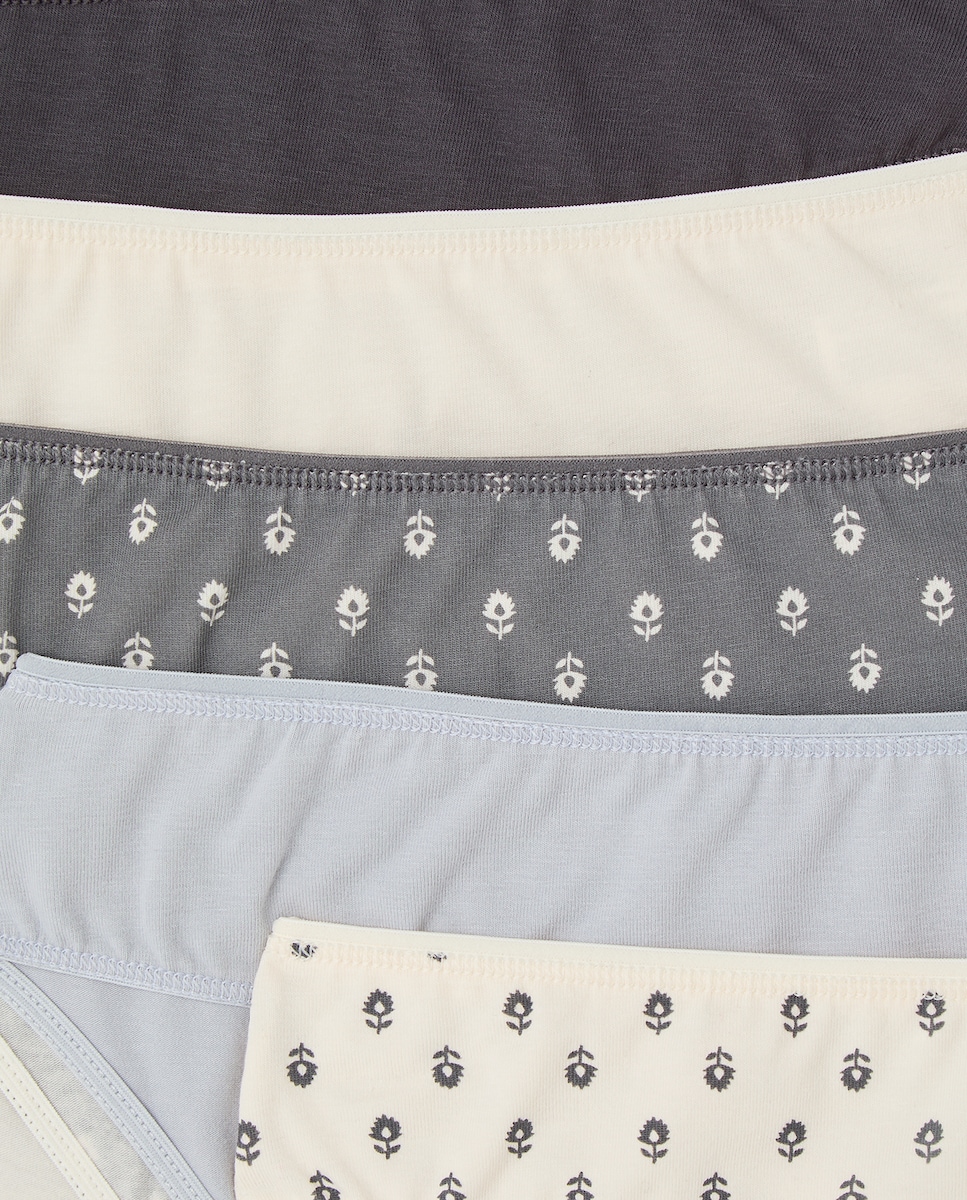 Pack cinco bragas bikini algodón estampadas 820 Gris medio-4
