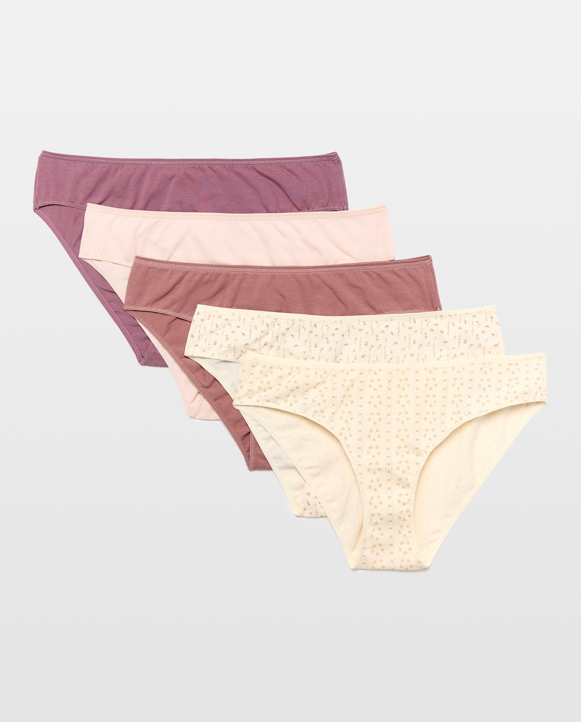 Pack 5 bragas de mujer algodón estampadas 200 Rosa-3