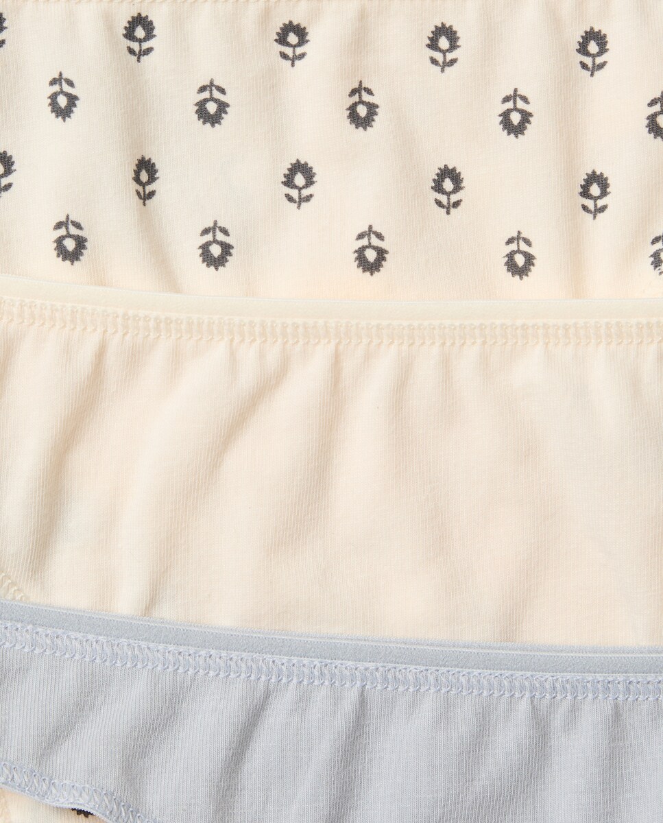 Pack cinco tangas algodón estampados 820 Gris medio-4