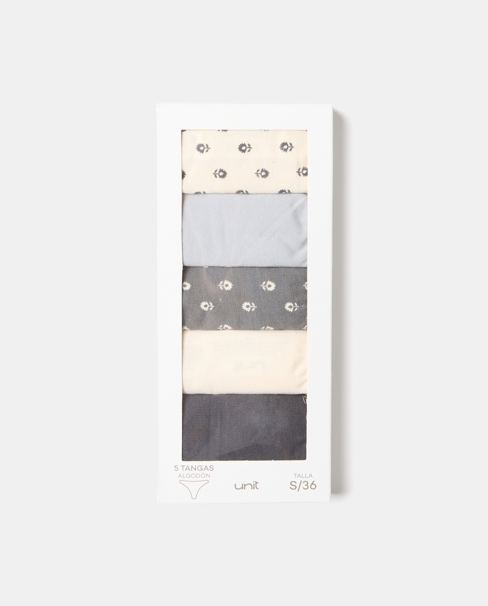 Pack cinco tangas algodón estampados 820 Gris medio-5