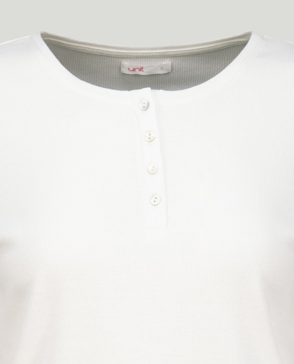 Camiseta mujer algodón botones Verde-5