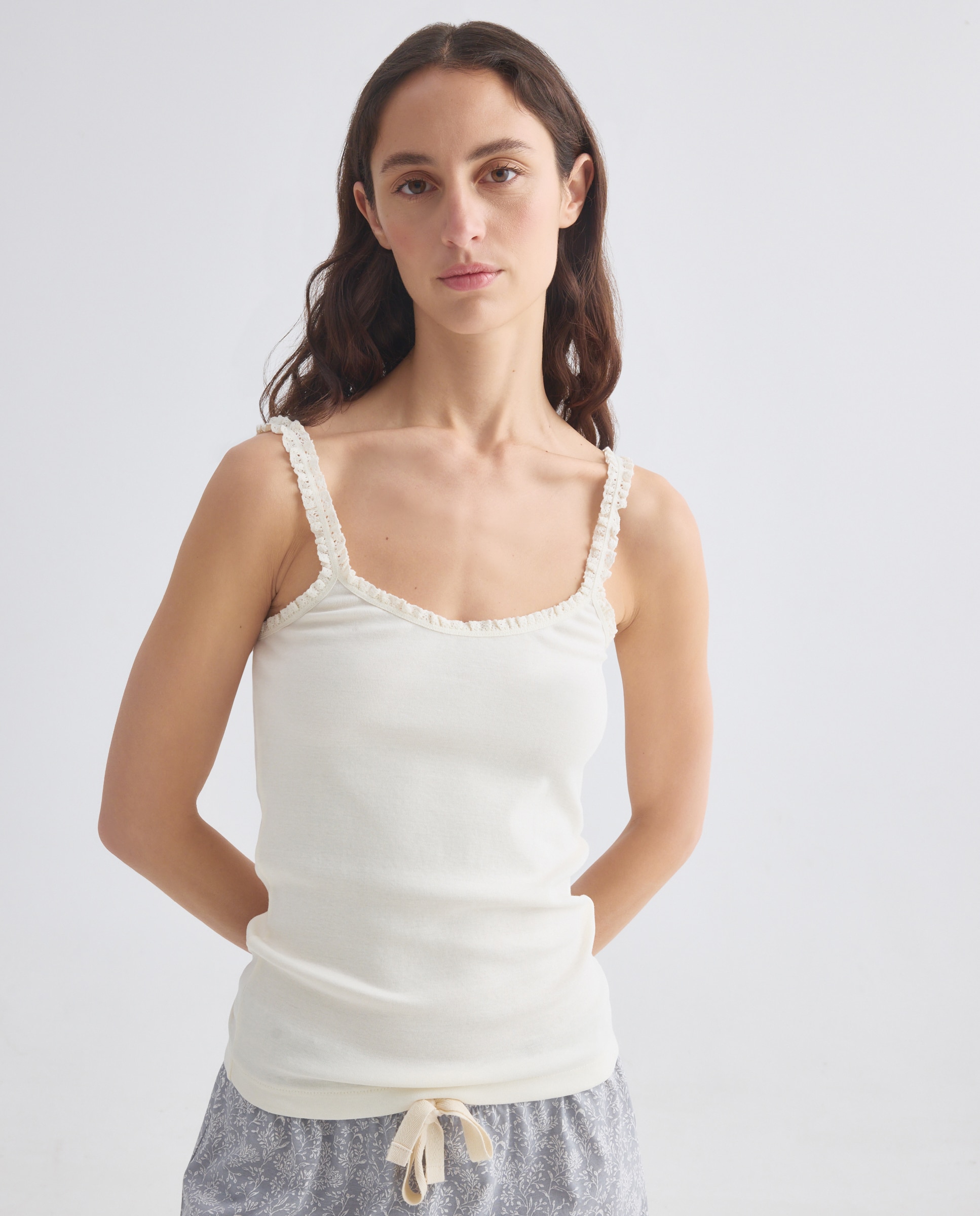 Imagen 0 de Camiseta mujer algodón tirante crochet
