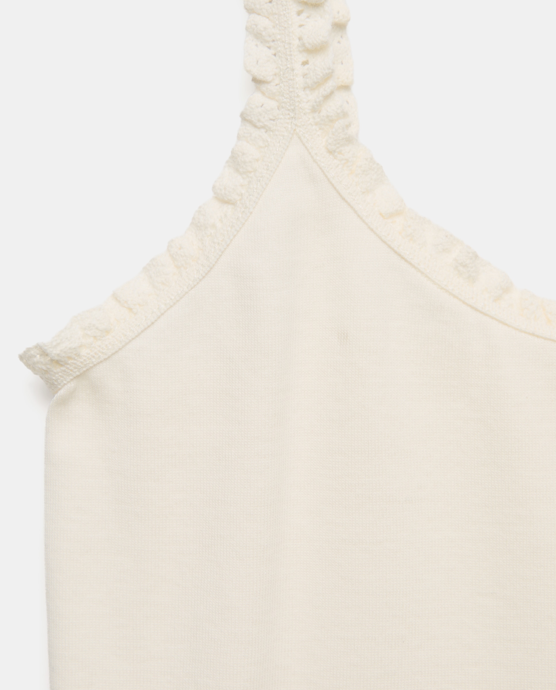 Camiseta mujer algodón tirante crochet Blanco roto-5