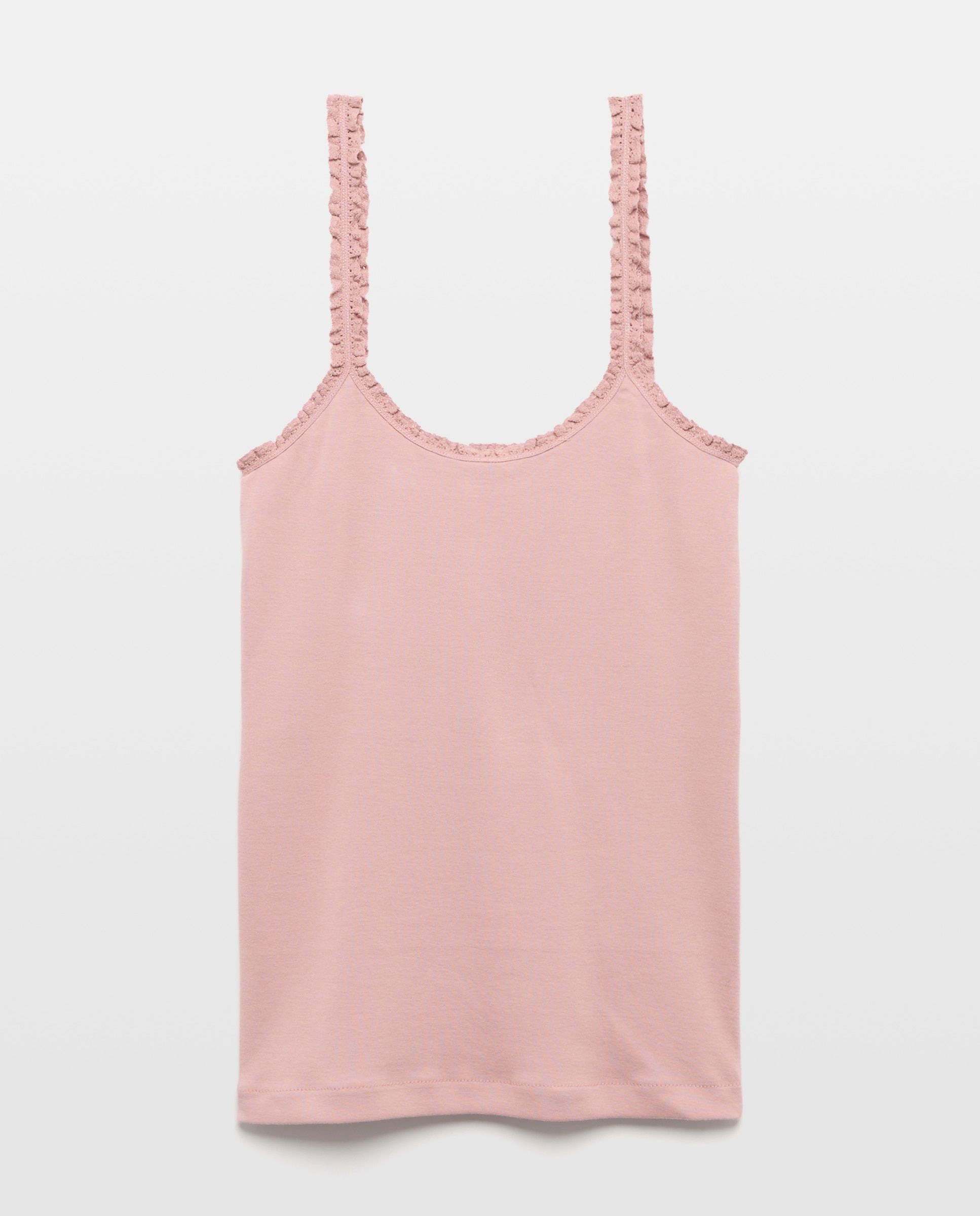 Camiseta mujer algodón tirante crochet 250 Nude-4