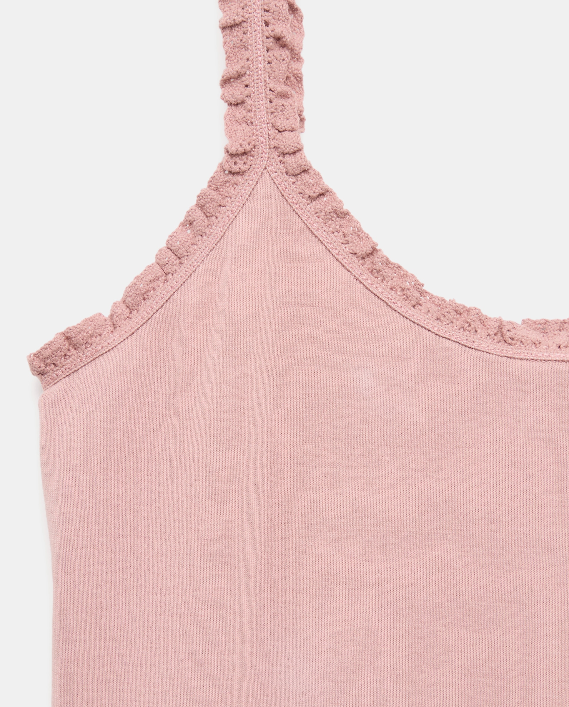 Camiseta mujer algodón tirante crochet 250 Nude-5