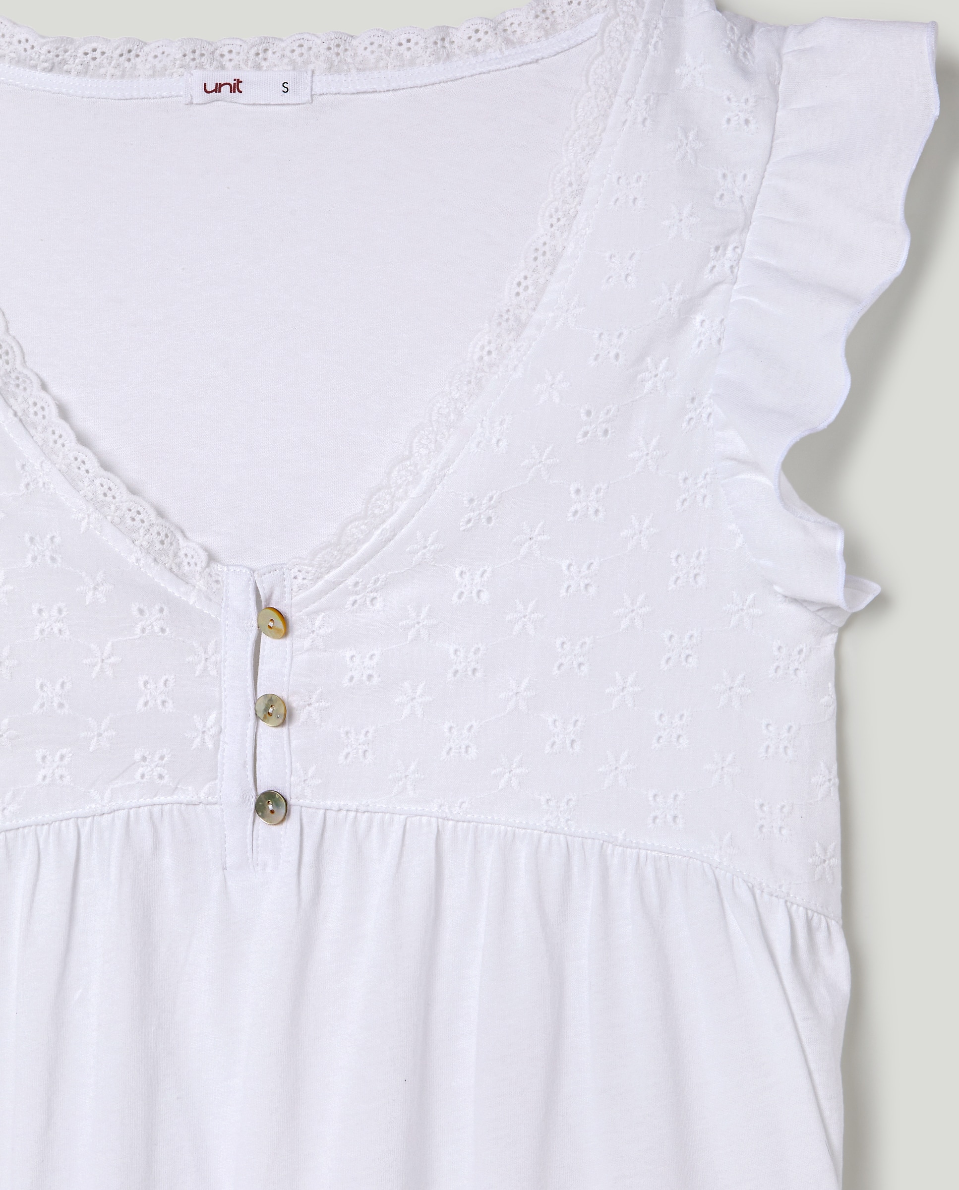 Camisón de mujer de algodón Blanco-5