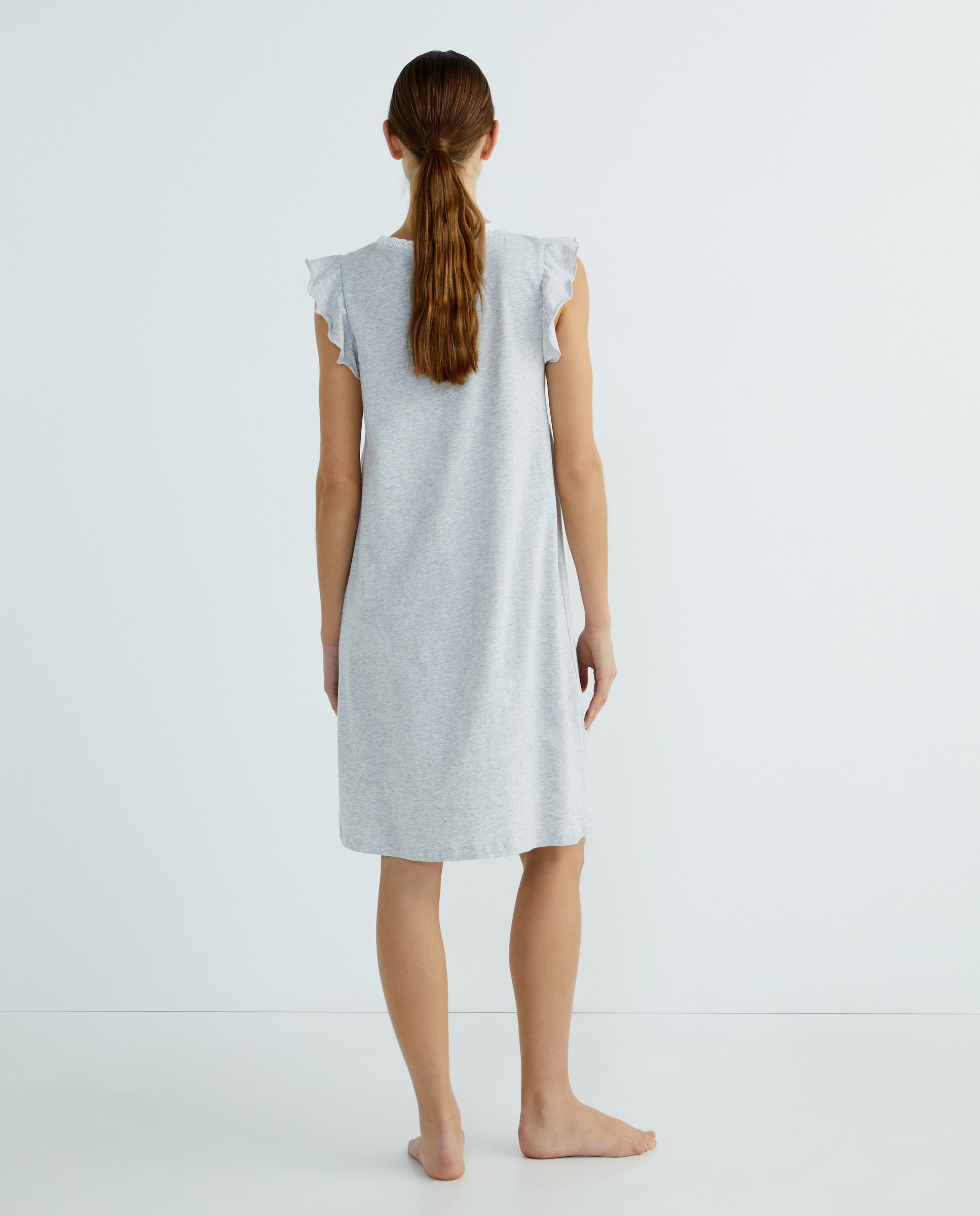Camisón de mujer de algodón Gris claro-2