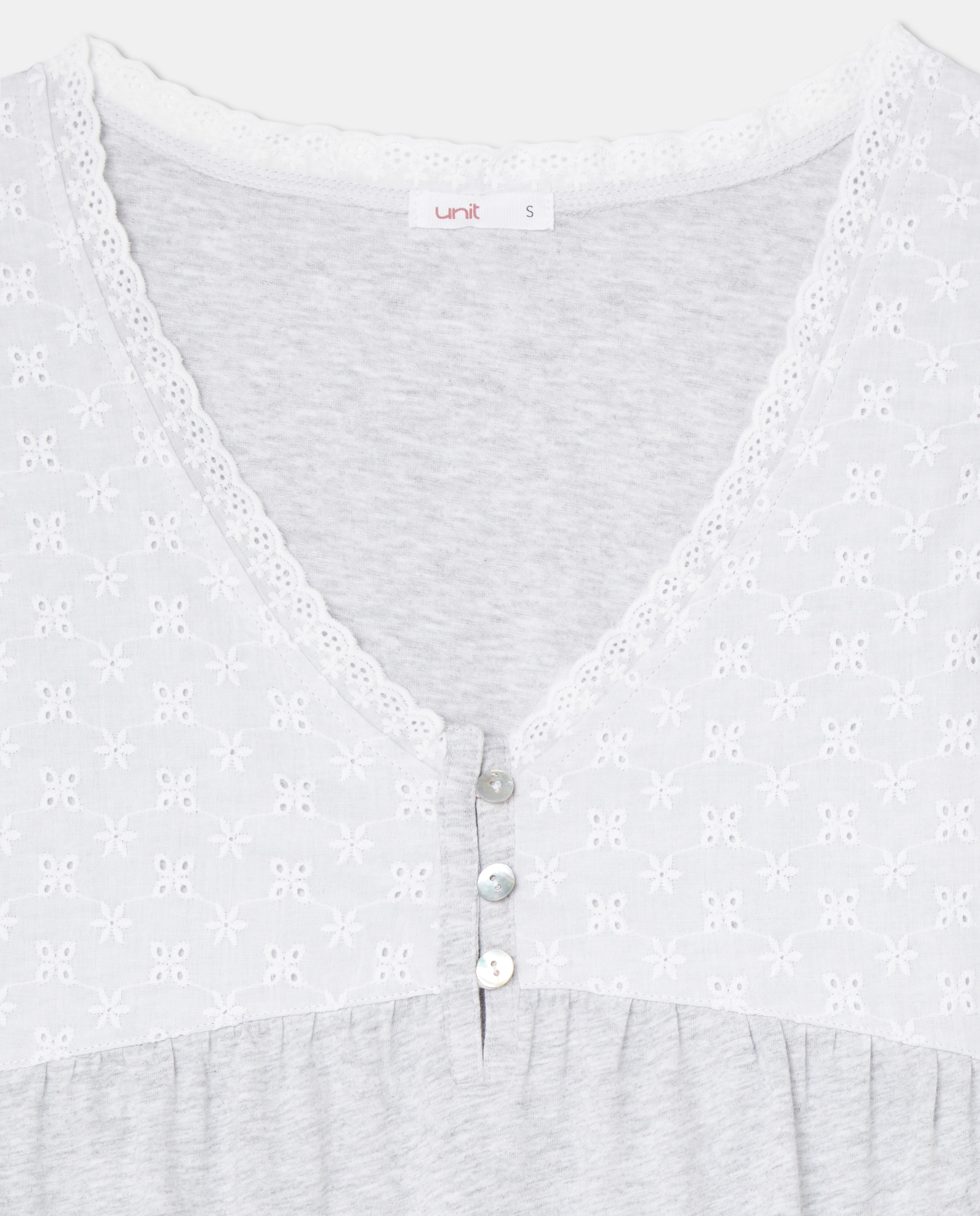 Camisón de mujer de algodón Gris claro-4