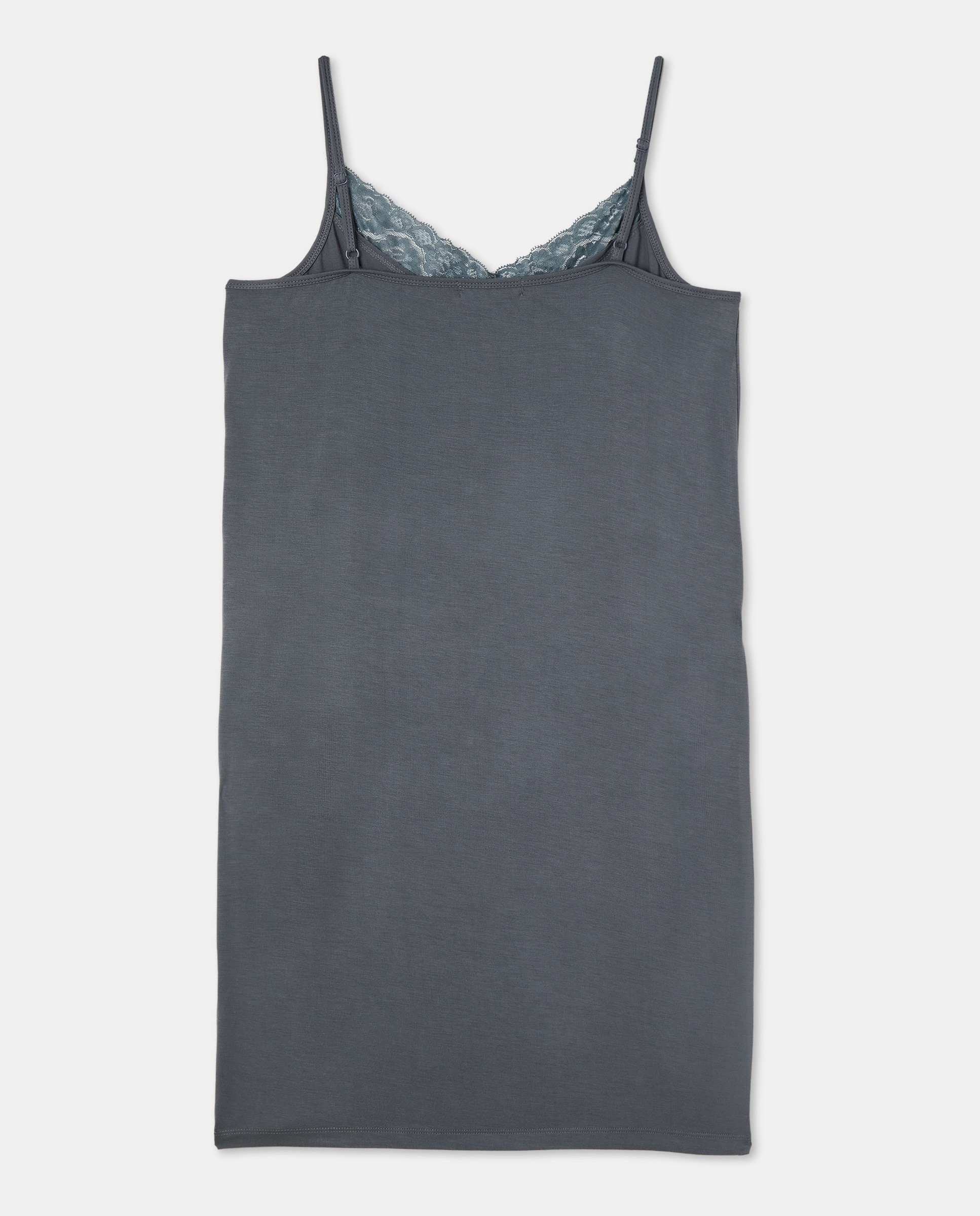 Camisón con tirante de encaje Gris Antracita-2