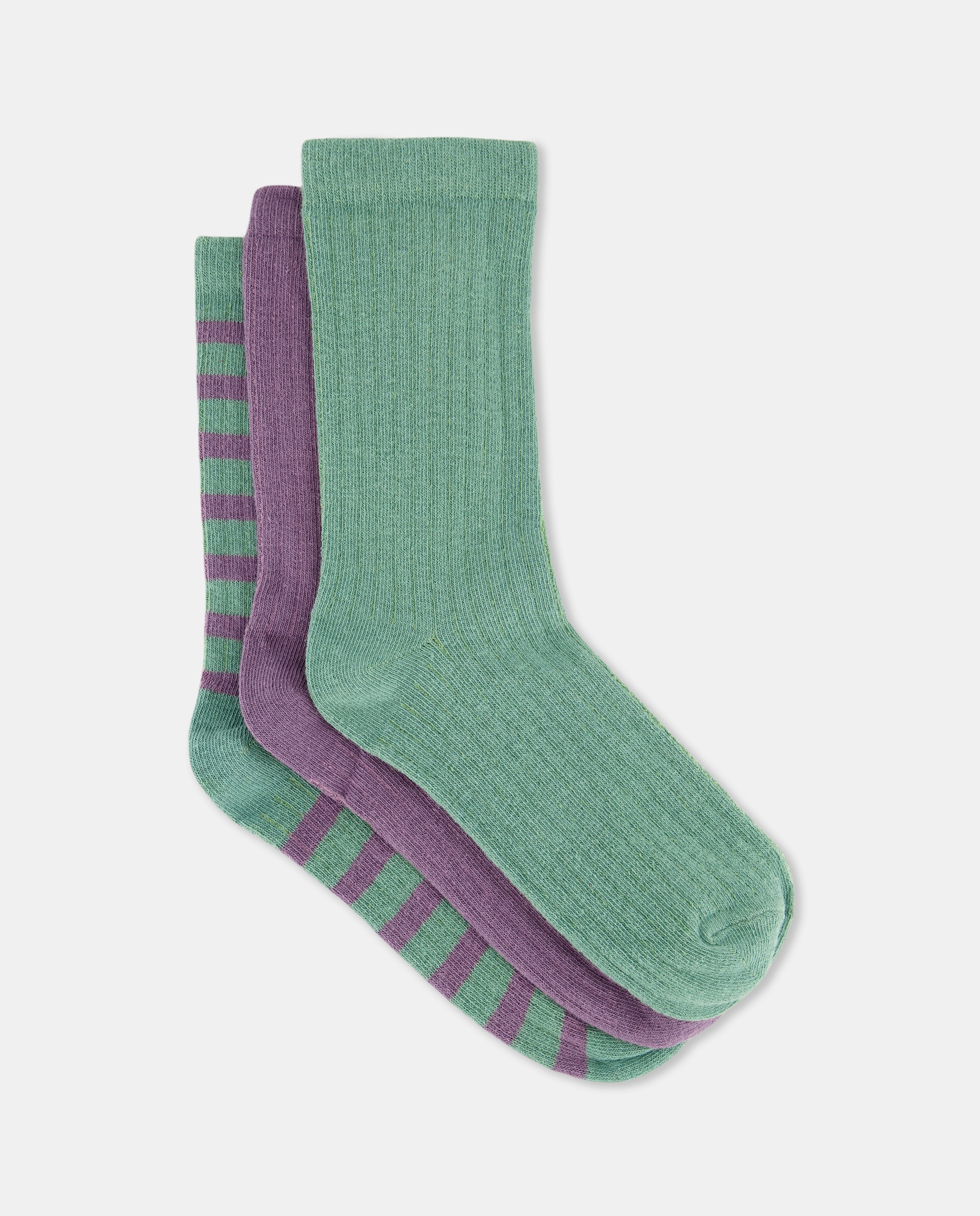 Pack 3 calcetines canalé estampados Verde-1