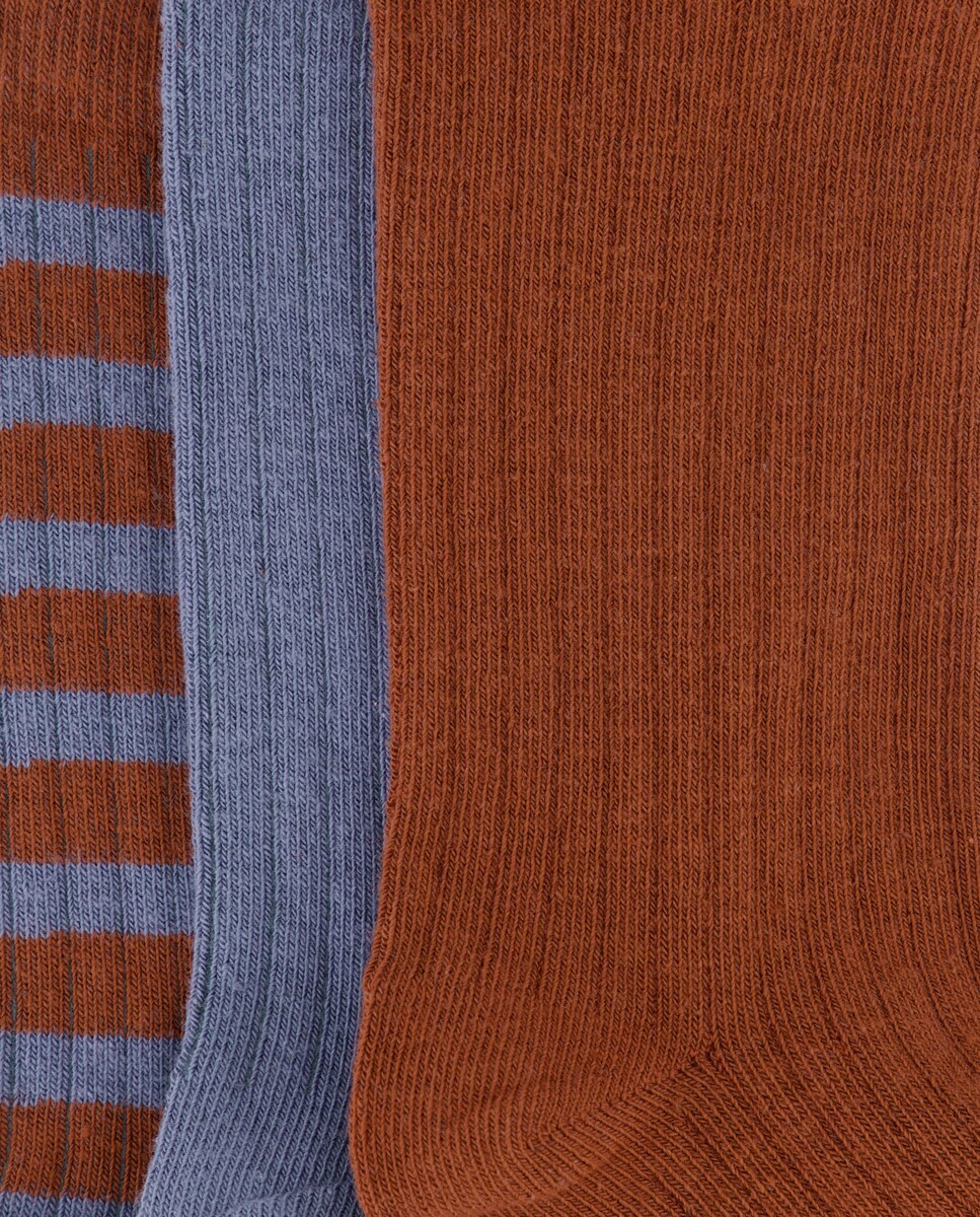 Pack 3 calcetines canalé estampados Azul-2