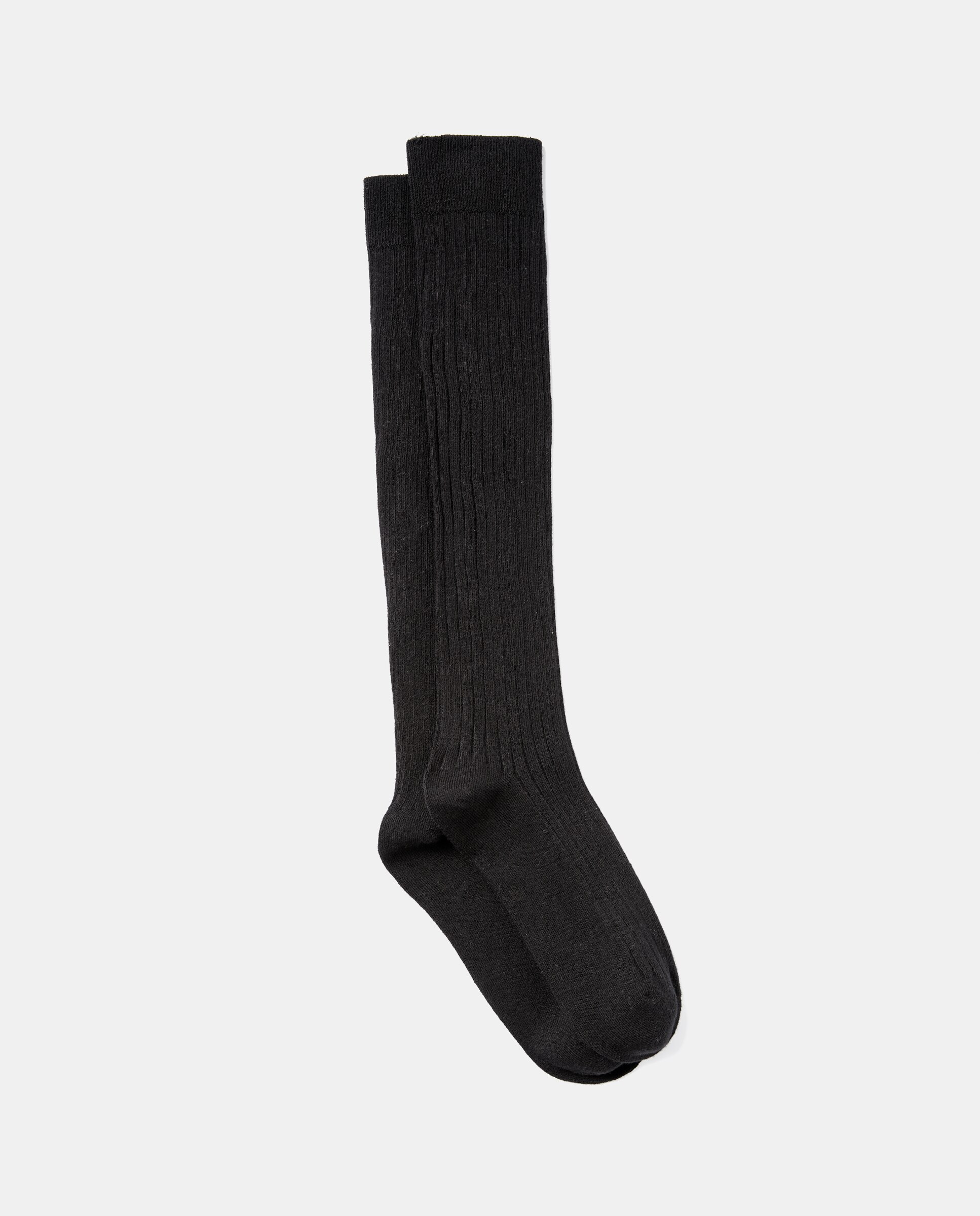 Pack 2 calcetines largos de mujer canalé Negro-1
