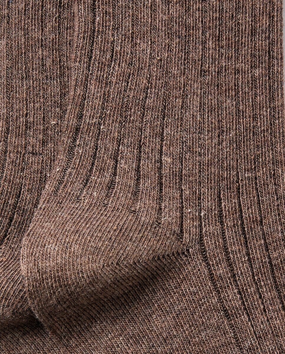 Pack 2 calcetines largos de mujer canalé Marrón-2