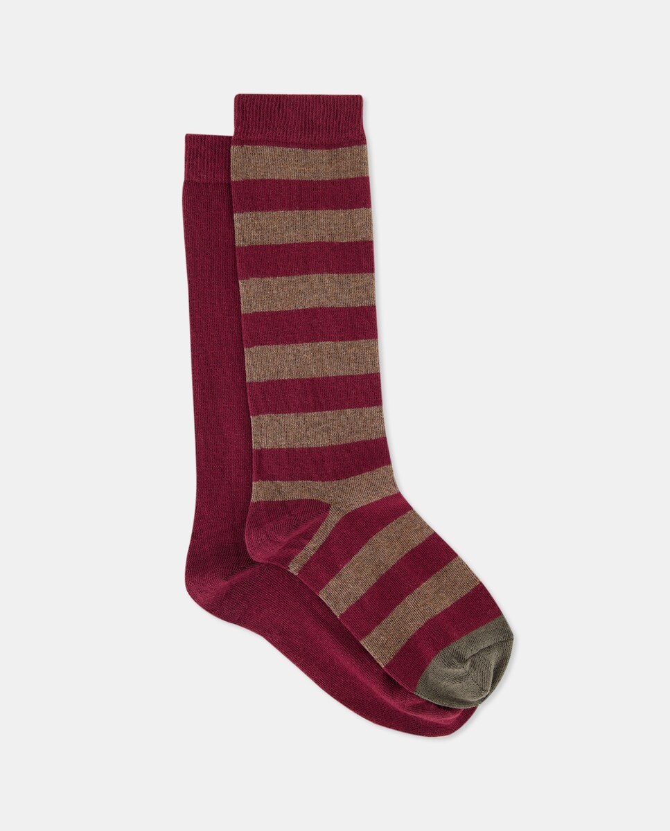 Pack 2 calcetines altos de mujer estampados Burdeos-1