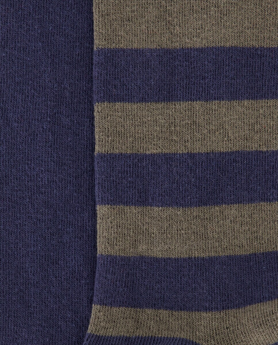 Pack 2 calcetines altos de mujer estampados 430 Azul oscuro-2