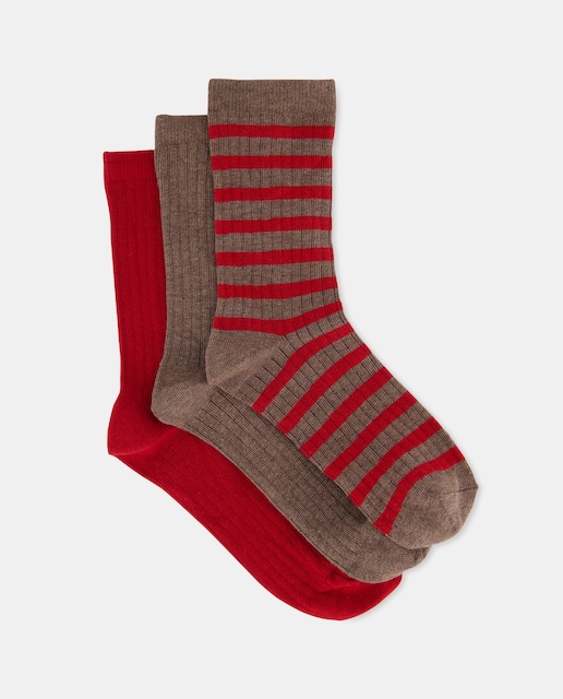 Imagen 0 de Pack 3 calcetines mujer canalé y rayas