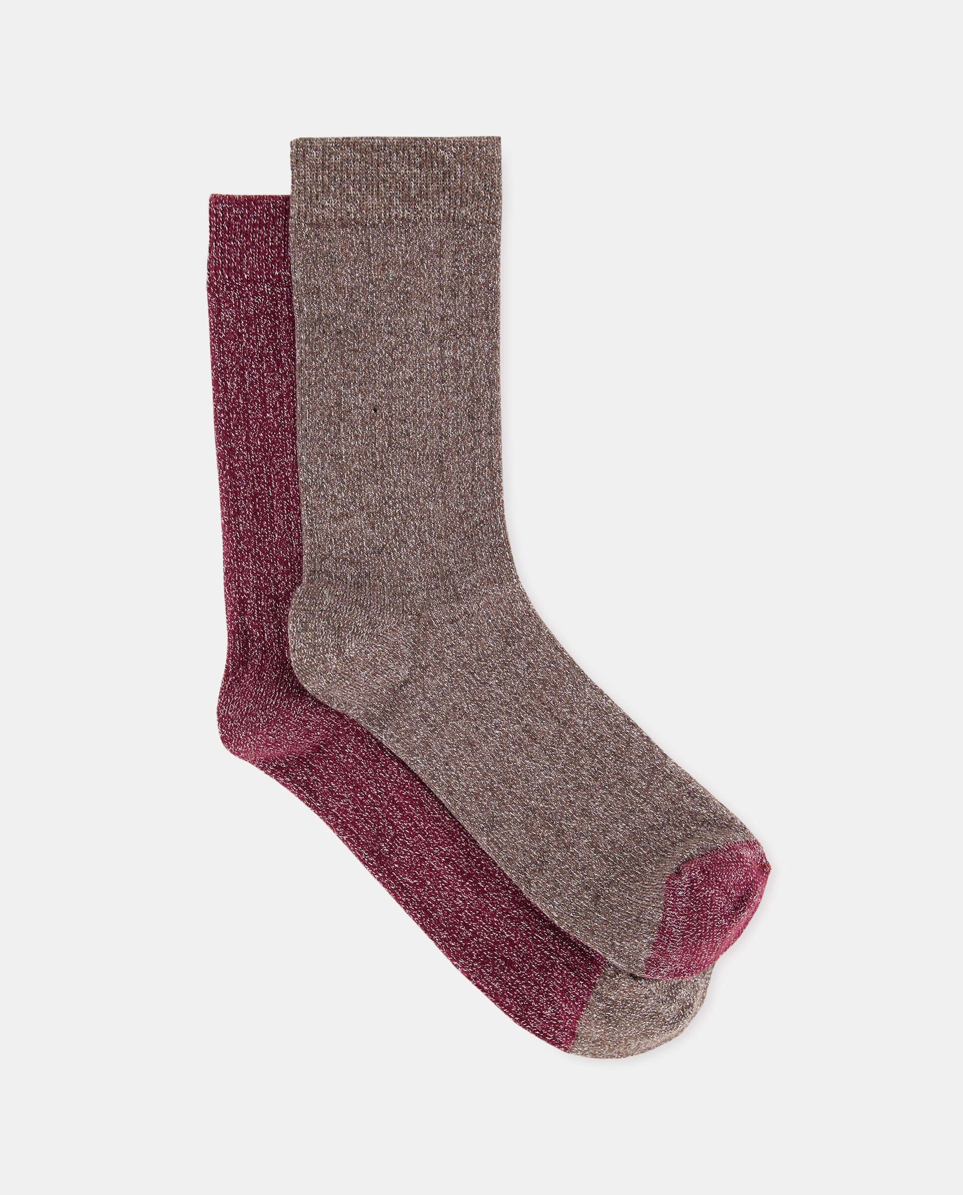Pack 2 calcetines mujer con lurex Marrón-1