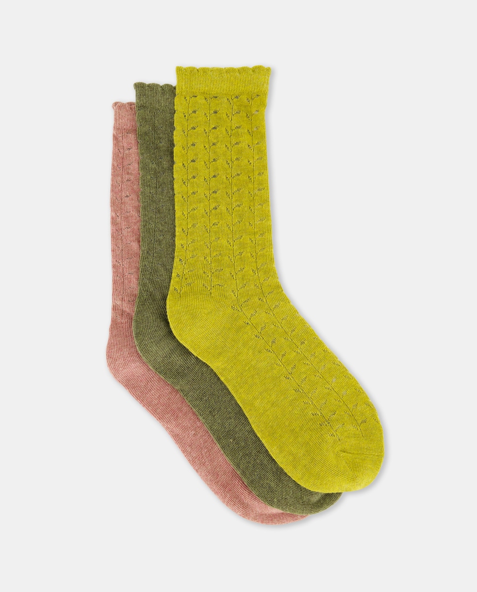 Pack 3 calcetines mujer estructura Morado-1