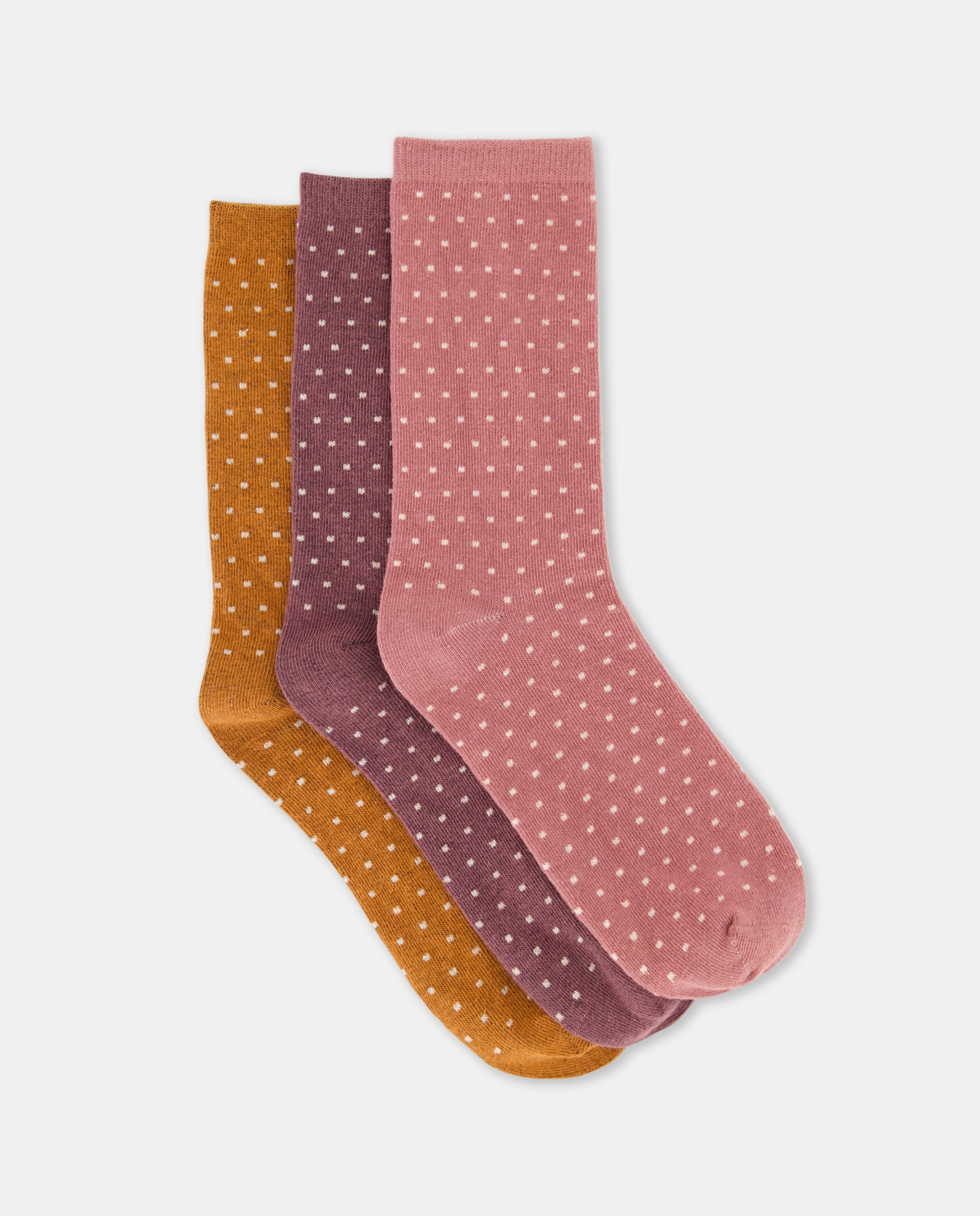 Pack 3 calcetines mujer lunares Naranja quemado-1